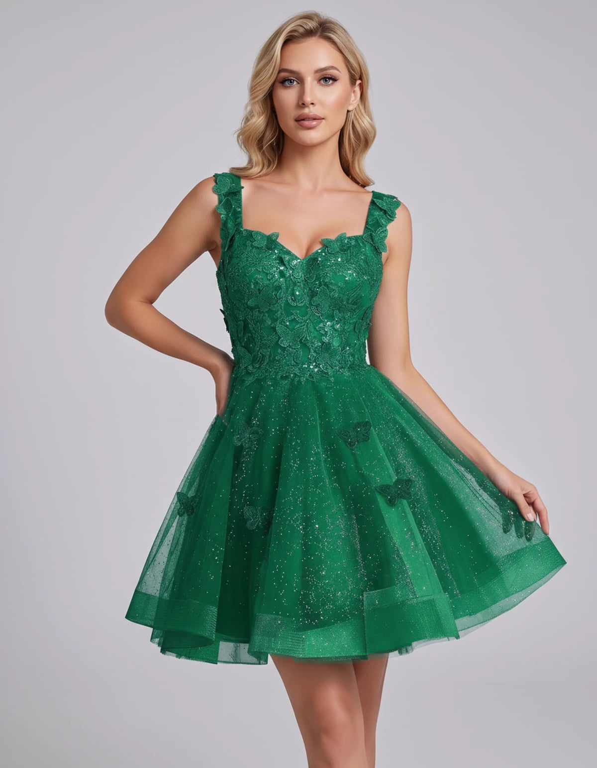 Maelys Mini Dress — Green | SKU: SD-60124-green-2,SD-60124-green-4,SD-60124-green-6,SD-60124-green-8,SD-60124-green-10,SD-60124-green-12,SD-60124-green-14,SD-60124-green-14W,SD-60124-green-16,SD-60124-green-16W,SD-60124-green-18W,SD-60124-green-20W