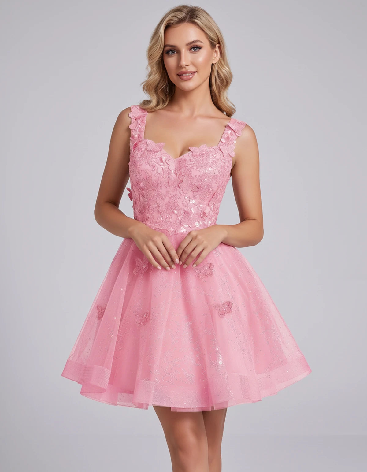 Maelys Mini Dress — Pink | SKU: SD-60124-pink-2,SD-60124-pink-4,SD-60124-pink-6,SD-60124-pink-8,SD-60124-pink-10,SD-60124-pink-12,SD-60124-pink-14,SD-60124-pink-14W,SD-60124-pink-16,SD-60124-pink-16W,SD-60124-pink-18W,SD-60124-pink-20W