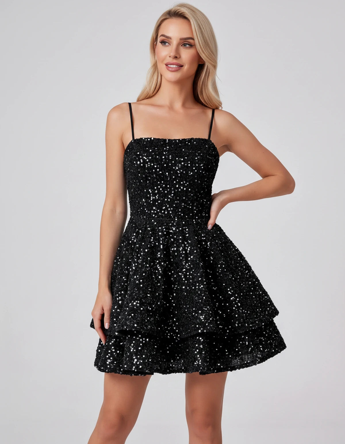 Magnolia Mini Dress — Black | SKU: SD-59831-black-2,SD-59831-black-4,SD-59831-black-6,SD-59831-black-8,SD-59831-black-10,SD-59831-black-12,SD-59831-black-14,SD-59831-black-16,SD-59831-black-16W,SD-59831-black-18W,SD-59831-black-20W,SD-59831-black-22W