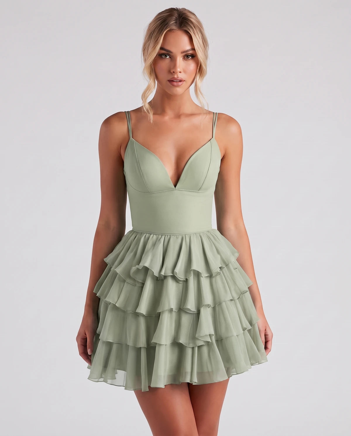 Mahonia Mini Dress — Dusty Sage