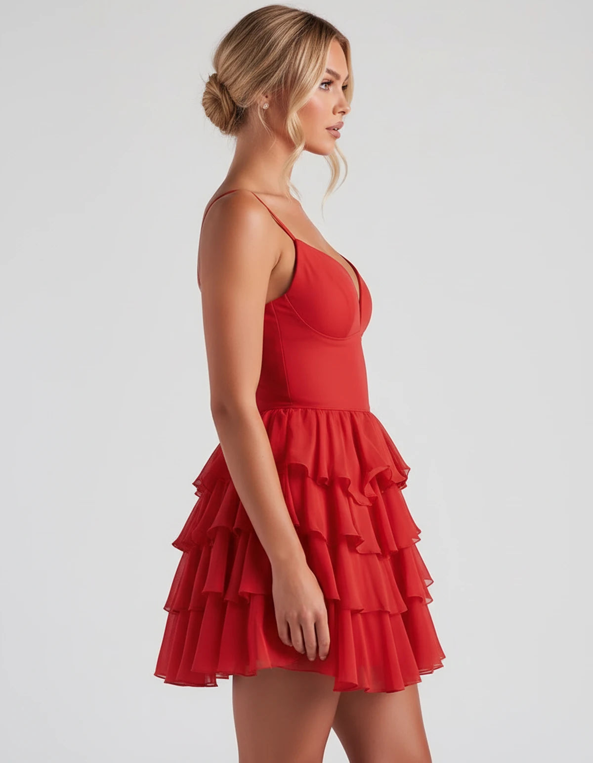 Mahonia Mini Dress — Red | SKU: SD-95044-red-2,SD-95044-red-4,SD-95044-red-6,SD-95044-red-8,SD-95044-red-10,SD-95044-red-12,SD-95044-red-14,SD-95044-red-16,SD-95044-red-16W,SD-95044-red-18W,SD-95044-red-20W,SD-95044-red-22W
