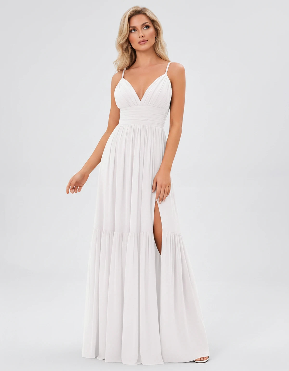 Maisonne Maxi Dress — White | SKU: SD-60880-white-2,SD-60880-white-4,SD-60880-white-6,SD-60880-white-8,SD-60880-white-10,SD-60880-white-12,SD-60880-white-14,SD-60880-white-16,SD-60880-white-16W,SD-60880-white-18W,SD-60880-white-20W,SD-60880-white-22W
