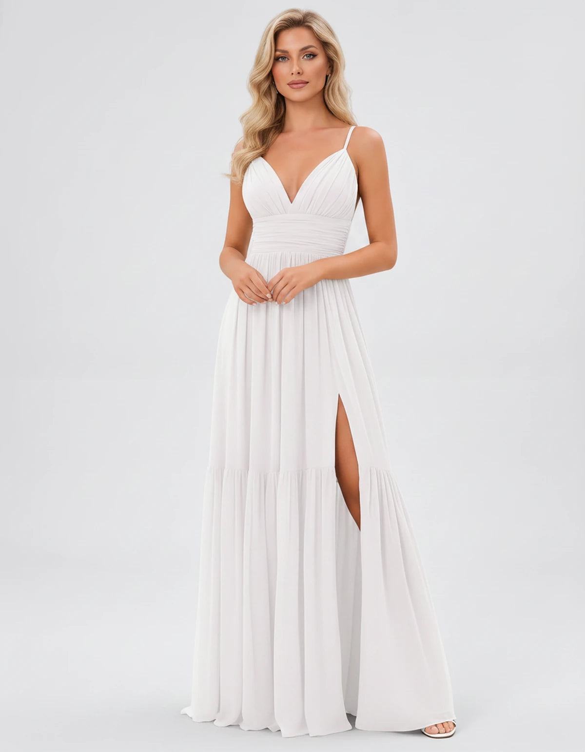 Maisonne Maxi Dress — White | SKU: SD-60880-white-2,SD-60880-white-4,SD-60880-white-6,SD-60880-white-8,SD-60880-white-10,SD-60880-white-12,SD-60880-white-14,SD-60880-white-16,SD-60880-white-16W,SD-60880-white-18W,SD-60880-white-20W,SD-60880-white-22W