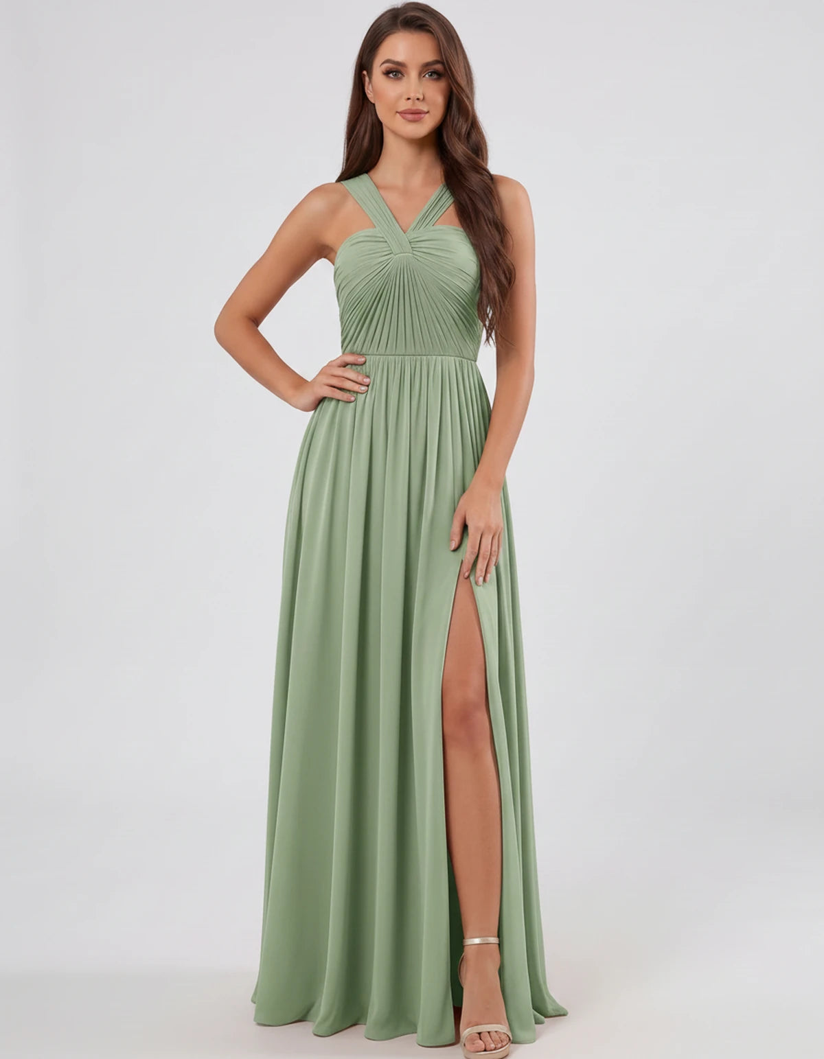 Malvina Maxi Dress — Sage Green | SKU: SD-82699-sagegreen-2,SD-82699-sagegreen-4,SD-82699-sagegreen-6,SD-82699-sagegreen-8,SD-82699-sagegreen-10,SD-82699-sagegreen-12,SD-82699-sagegreen-14,SD-82699-sagegreen-16,SD-82699-sagegreen-16W,SD-82699-sagegreen-18W,SD-82699-sagegreen-20W,SD-82699-sagegreen-22W