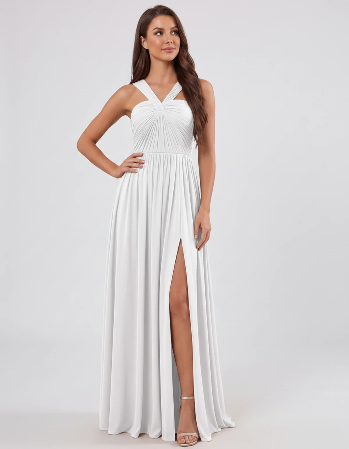 Malvina Maxi Dress — White | SKU: SD-82699-white-2,SD-82699-white-4,SD-82699-white-6,SD-82699-white-8,SD-82699-white-10,SD-82699-white-12,SD-82699-white-14,SD-82699-white-16,SD-82699-white-16W,SD-82699-white-18W,SD-82699-white-20W,SD-82699-white-22W