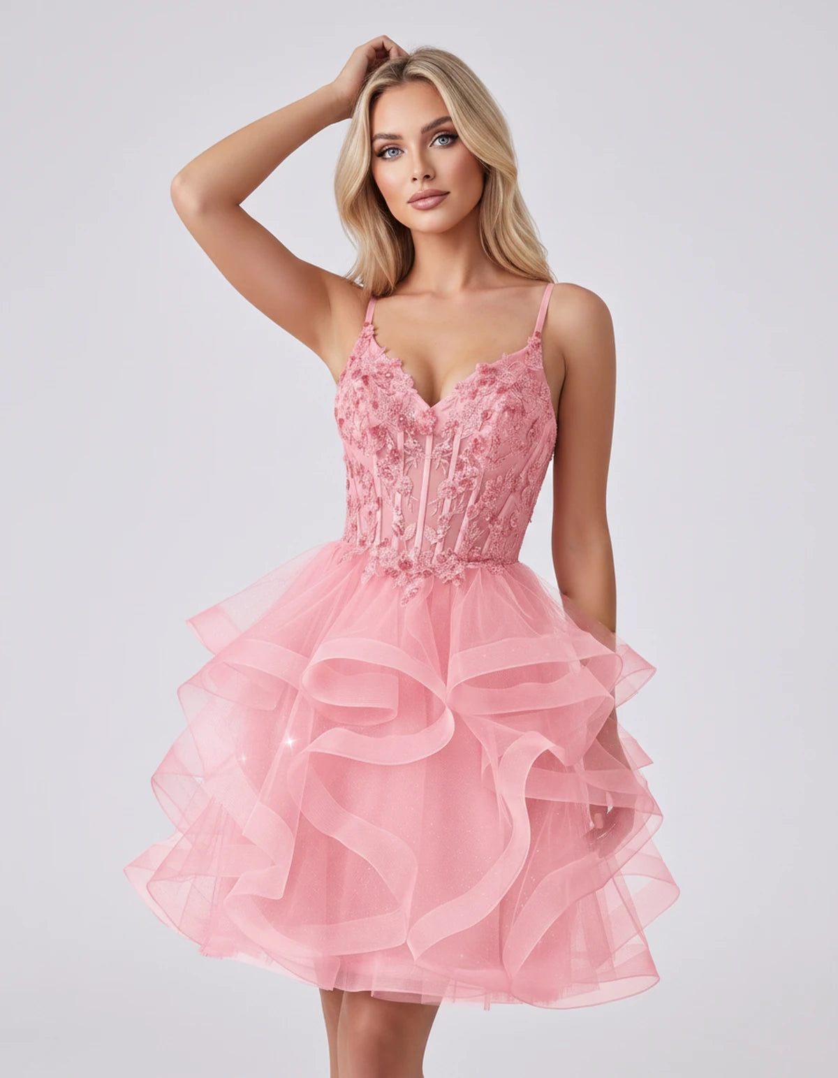 Mandarine Mini Dress — Pink | SKU: SD-29526-pink-2,SD-29526-pink-4,SD-29526-pink-6,SD-29526-pink-8,SD-29526-pink-10,SD-29526-pink-12,SD-29526-pink-14,SD-29526-pink-14W,SD-29526-pink-16,SD-29526-pink-16W,SD-29526-pink-18W,SD-29526-pink-20W