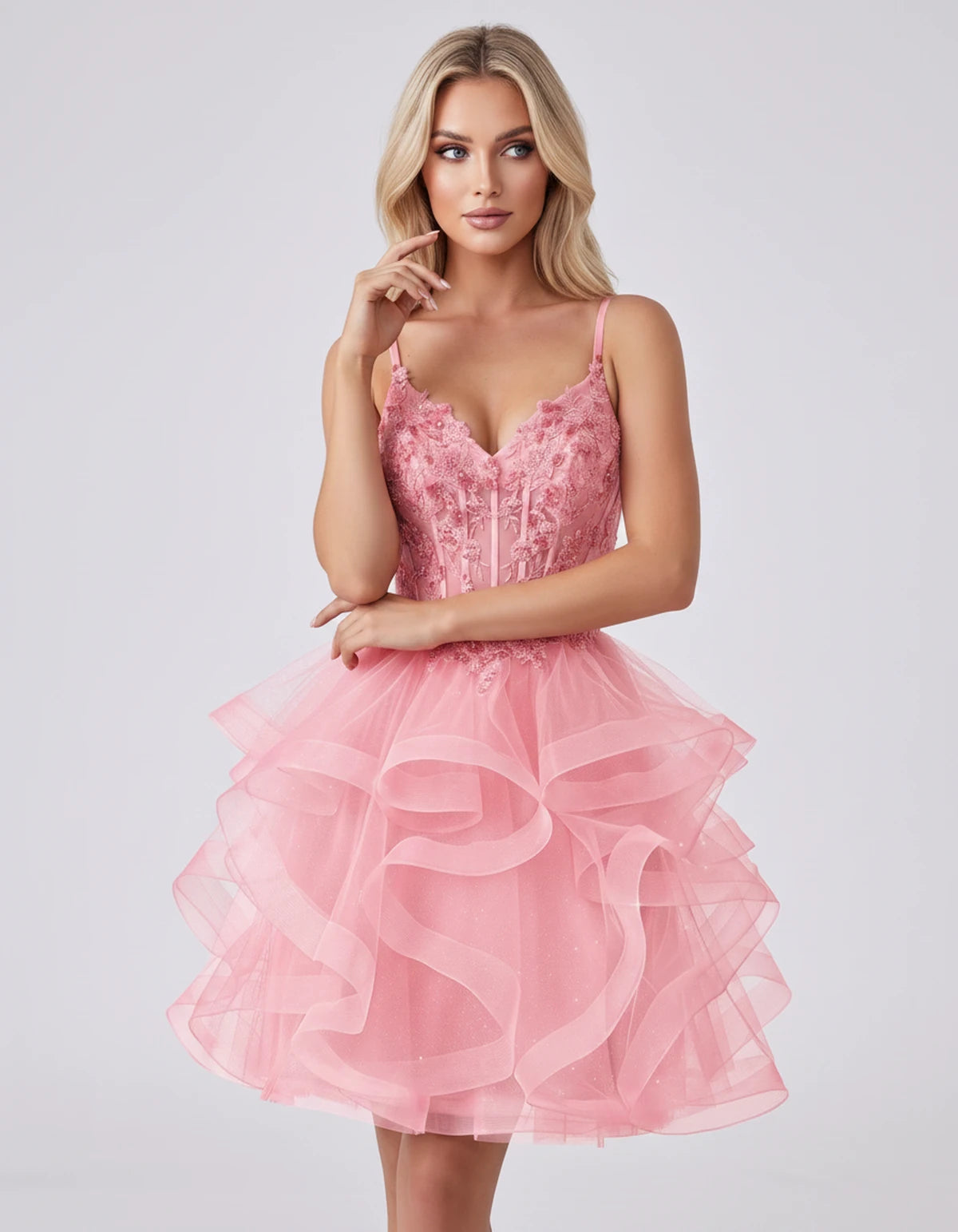 Mandarine Mini Dress — Pink | SKU: SD-29526-pink-2,SD-29526-pink-4,SD-29526-pink-6,SD-29526-pink-8,SD-29526-pink-10,SD-29526-pink-12,SD-29526-pink-14,SD-29526-pink-14W,SD-29526-pink-16,SD-29526-pink-16W,SD-29526-pink-18W,SD-29526-pink-20W
