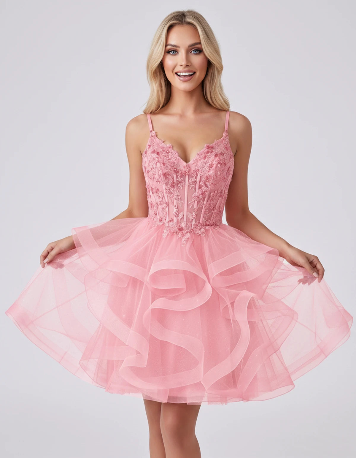 Mandarine Mini Dress — Pink | SKU: SD-29526-pink-2,SD-29526-pink-4,SD-29526-pink-6,SD-29526-pink-8,SD-29526-pink-10,SD-29526-pink-12,SD-29526-pink-14,SD-29526-pink-14W,SD-29526-pink-16,SD-29526-pink-16W,SD-29526-pink-18W,SD-29526-pink-20W