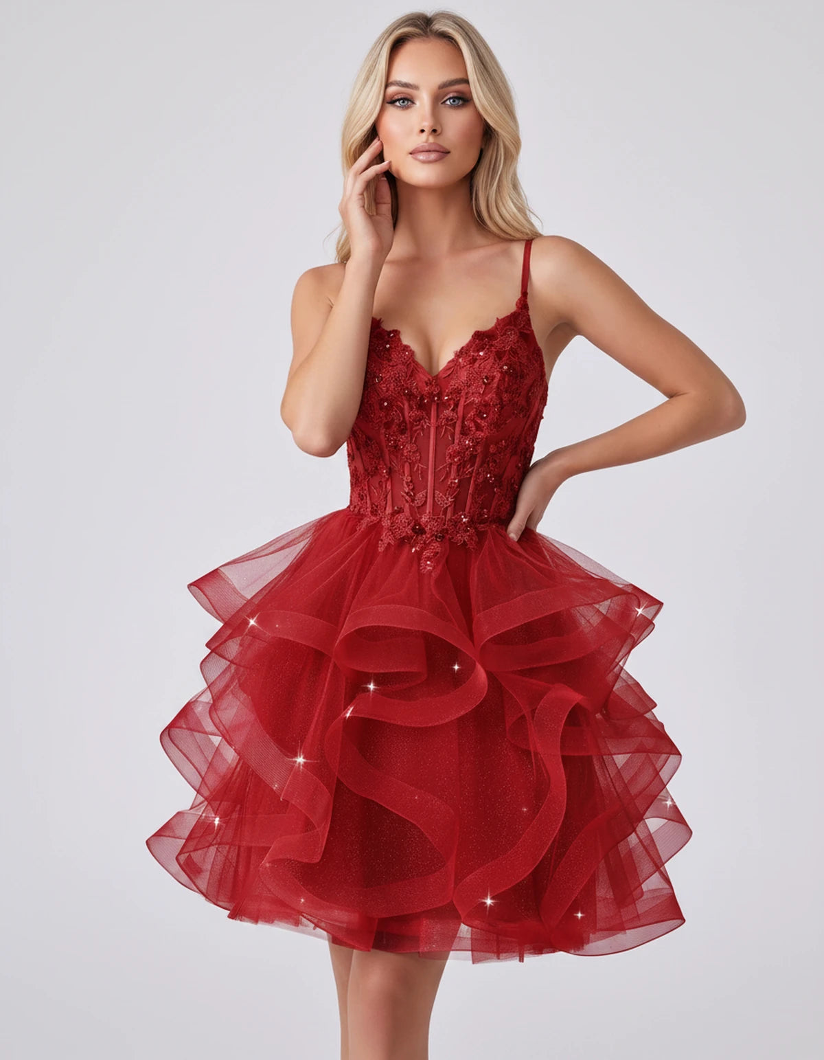 Mandarine Mini Dress — Red | SKU: SD-29526-red-2,SD-29526-red-4,SD-29526-red-6,SD-29526-red-8,SD-29526-red-10,SD-29526-red-12,SD-29526-red-14,SD-29526-red-14W,SD-29526-red-16,SD-29526-red-16W,SD-29526-red-18W,SD-29526-red-20W