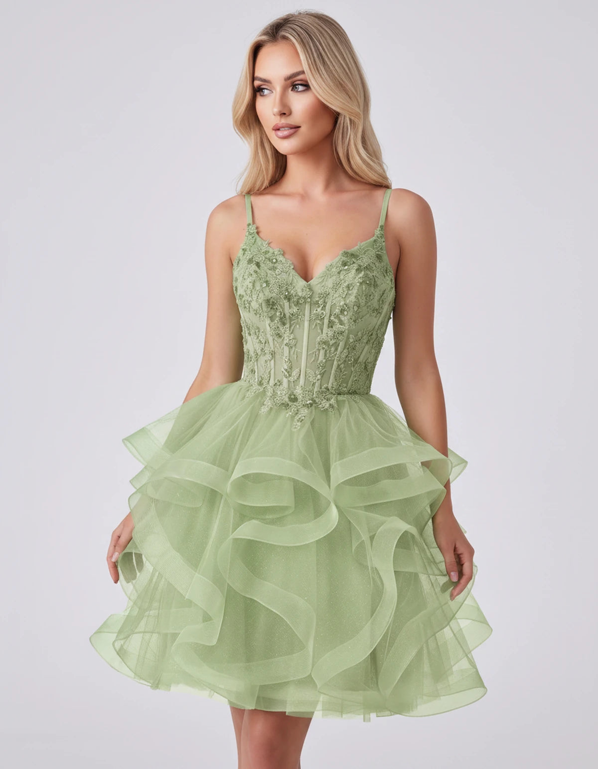 Mandarine Mini Dress — Sage | SKU: SD-29526-sage-2,SD-29526-sage-4,SD-29526-sage-6,SD-29526-sage-8,SD-29526-sage-10,SD-29526-sage-12,SD-29526-sage-14,SD-29526-sage-14W,SD-29526-sage-16,SD-29526-sage-16W,SD-29526-sage-18W,SD-29526-sage-20W