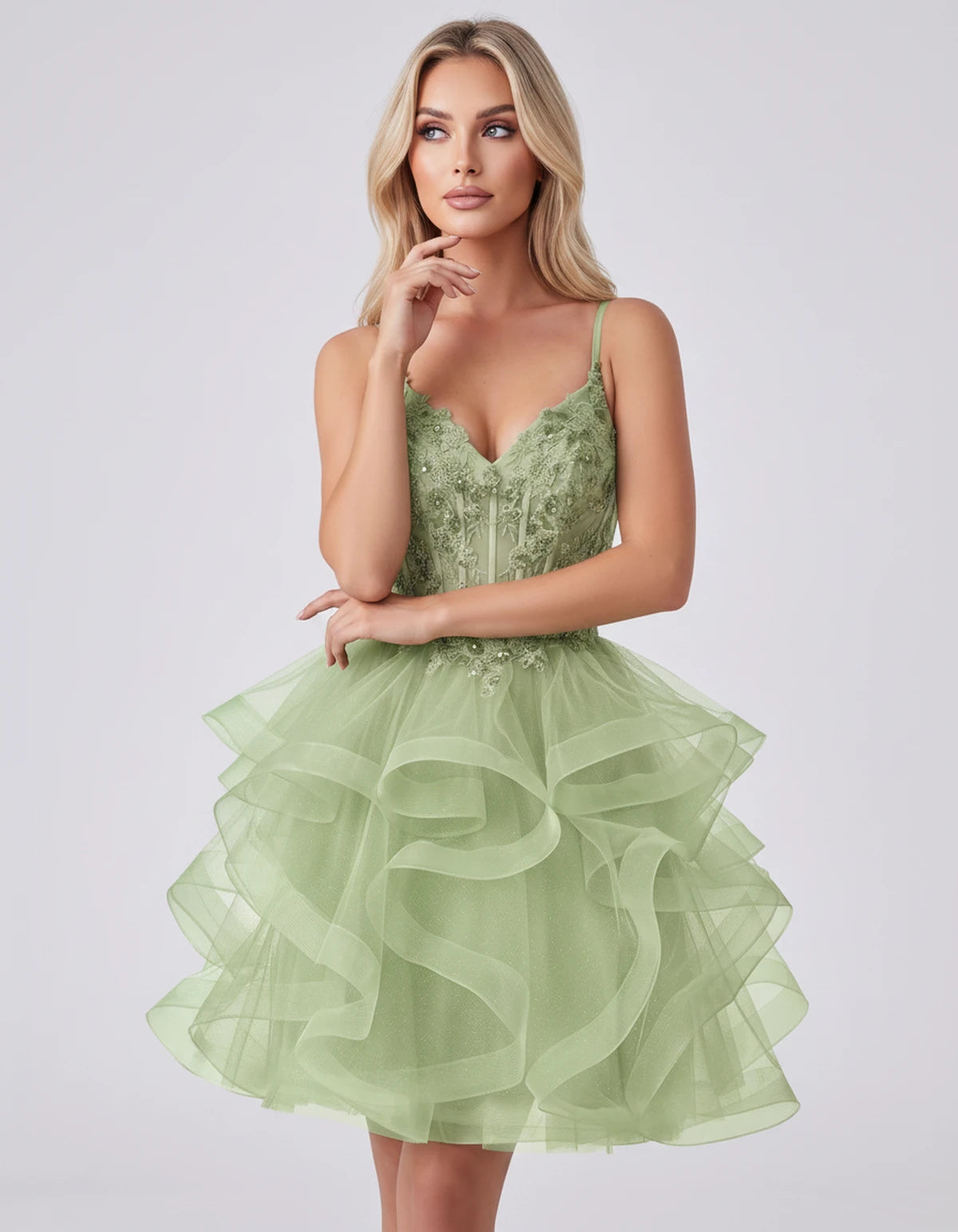 Mandarine Mini Dress — Sage | SKU: SD-29526-sage-2,SD-29526-sage-4,SD-29526-sage-6,SD-29526-sage-8,SD-29526-sage-10,SD-29526-sage-12,SD-29526-sage-14,SD-29526-sage-14W,SD-29526-sage-16,SD-29526-sage-16W,SD-29526-sage-18W,SD-29526-sage-20W