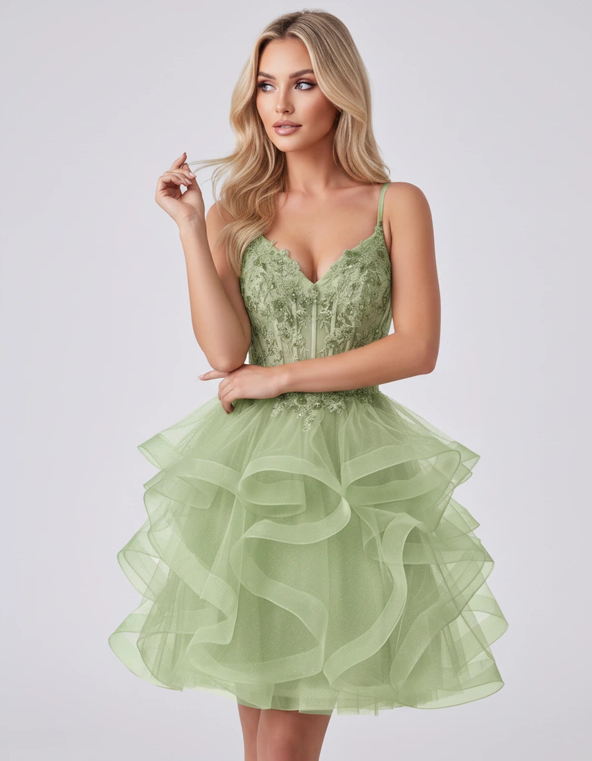 Mandarine Mini Dress — Sage | SKU: SD-29526-sage-2,SD-29526-sage-4,SD-29526-sage-6,SD-29526-sage-8,SD-29526-sage-10,SD-29526-sage-12,SD-29526-sage-14,SD-29526-sage-14W,SD-29526-sage-16,SD-29526-sage-16W,SD-29526-sage-18W,SD-29526-sage-20W