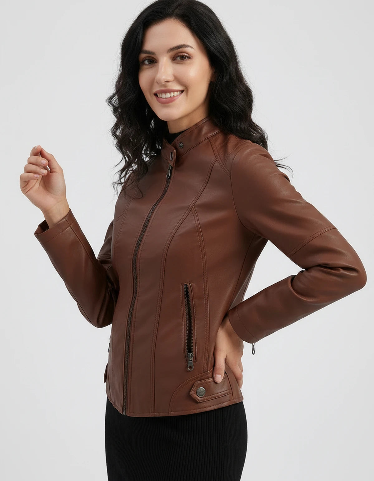 Marcelline Coat — Coffee | SKU: SD-83774-coffee-XS,SD-83774-coffee-S,SD-83774-coffee-M,SD-83774-coffee-L,SD-83774-coffee-XL,SD-83774-coffee-2XL