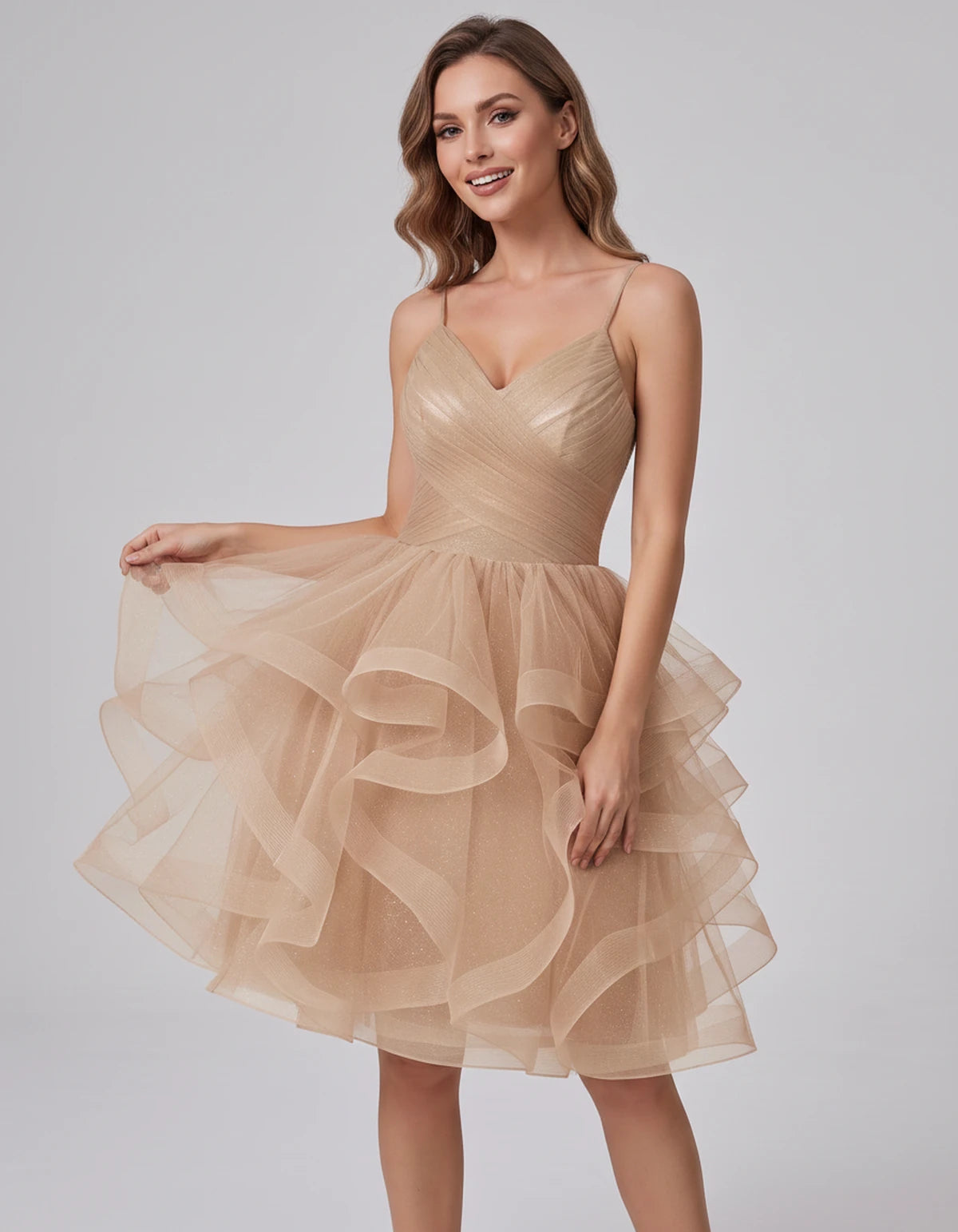 Mariposa Mini Dress — Champagne | SKU: SD-76342-champagne-2,SD-76342-champagne-4,SD-76342-champagne-6,SD-76342-champagne-8,SD-76342-champagne-10,SD-76342-champagne-12,SD-76342-champagne-14,SD-76342-champagne-14W,SD-76342-champagne-16,SD-76342-champagne-16W,SD-76342-champagne-18W,SD-76342-champagne-20W