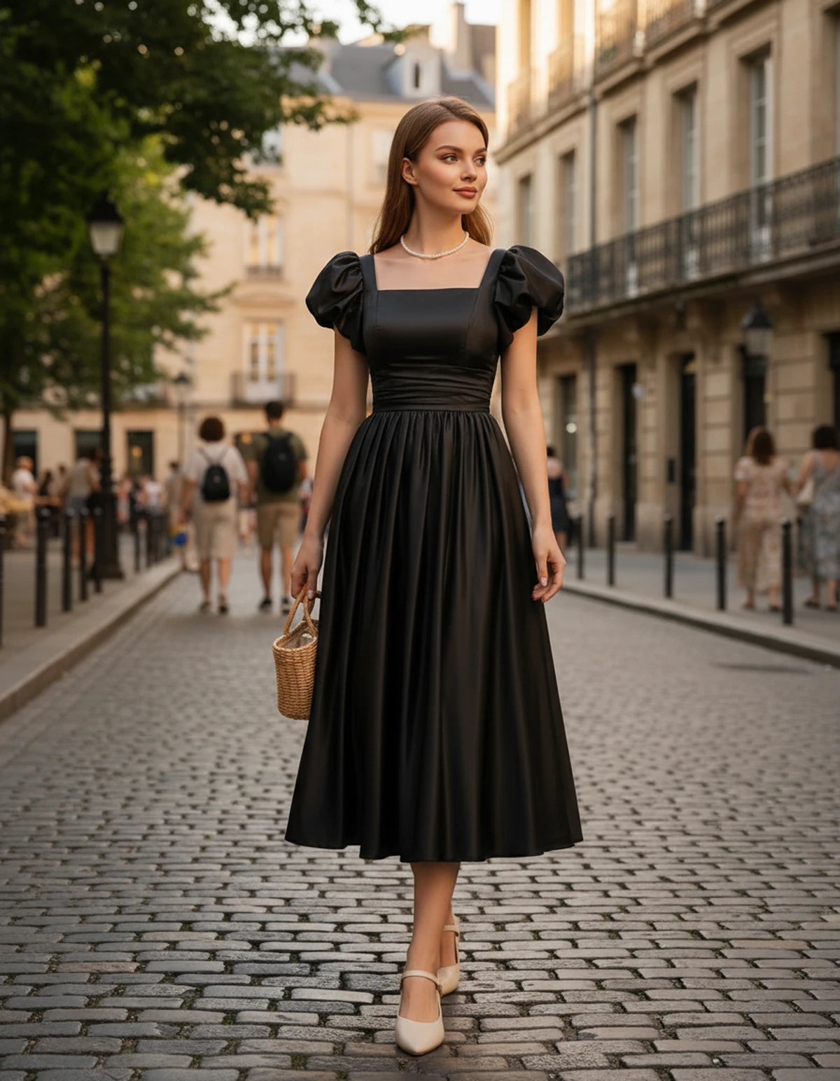 Marisol Midi Dresses — Black | SKU: SD-80159-black-2,SD-80159-black-4,SD-80159-black-6,SD-80159-black-8,SD-80159-black-10,SD-80159-black-12,SD-80159-black-14,SD-80159-black-16,SD-80159-black-16W,SD-80159-black-18W,SD-80159-black-20W,SD-80159-black-22W