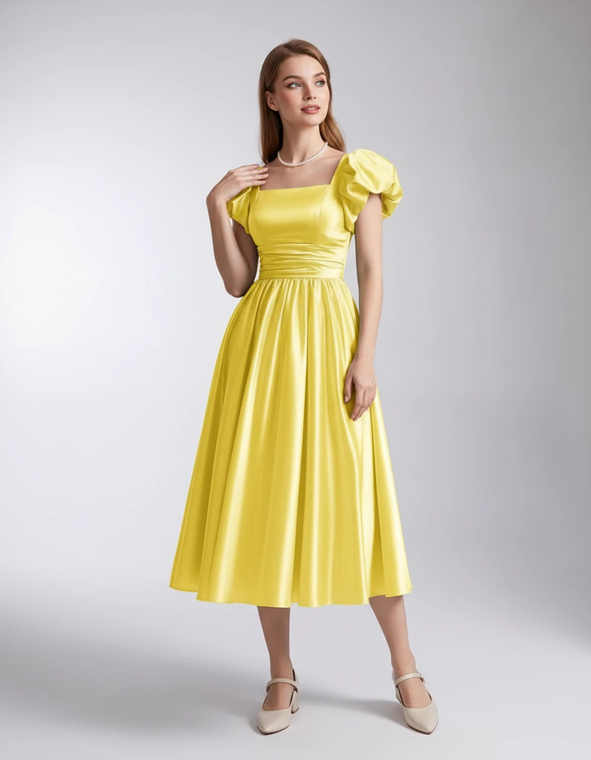 Marisol Midi Dresses — Yellow | SKU: SD-80159-yellow-2,SD-80159-yellow-4,SD-80159-yellow-6,SD-80159-yellow-8,SD-80159-yellow-10,SD-80159-yellow-12,SD-80159-yellow-14,SD-80159-yellow-16,SD-80159-yellow-16W,SD-80159-yellow-18W,SD-80159-yellow-20W,SD-80159-yellow-22W