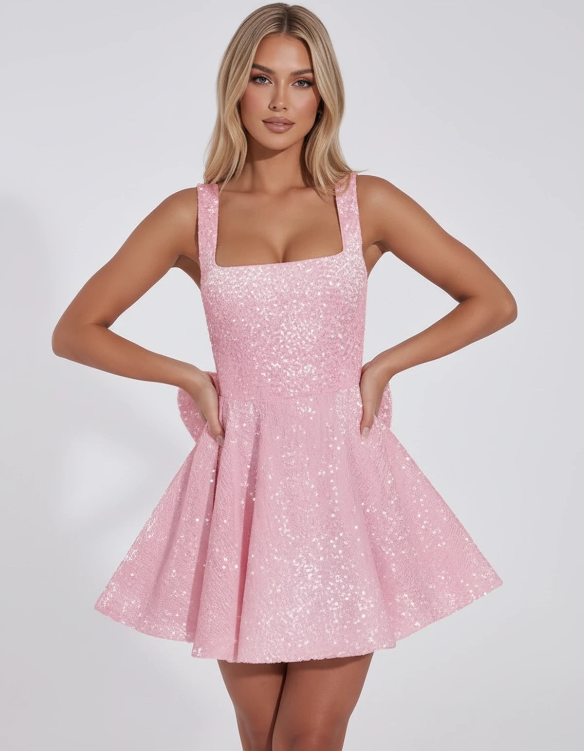 Marlowe Mini Dress — Pink | SKU: SD-22564-pink-2,SD-22564-pink-4,SD-22564-pink-6,SD-22564-pink-8,SD-22564-pink-10,SD-22564-pink-12,SD-22564-pink-14,SD-22564-pink-16,SD-22564-pink-16W,SD-22564-pink-18W,SD-22564-pink-20W,SD-22564-pink-22W