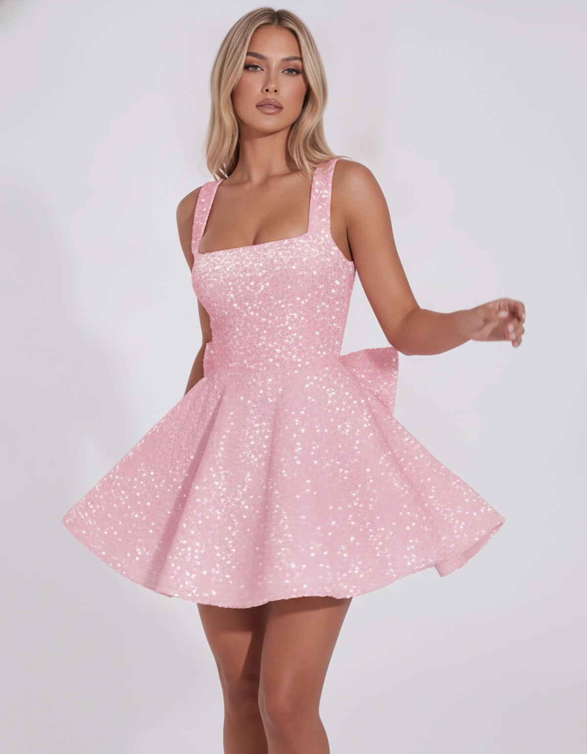 Marlowe Mini Dress — Pink | SKU: SD-22564-pink-2,SD-22564-pink-4,SD-22564-pink-6,SD-22564-pink-8,SD-22564-pink-10,SD-22564-pink-12,SD-22564-pink-14,SD-22564-pink-16,SD-22564-pink-16W,SD-22564-pink-18W,SD-22564-pink-20W,SD-22564-pink-22W