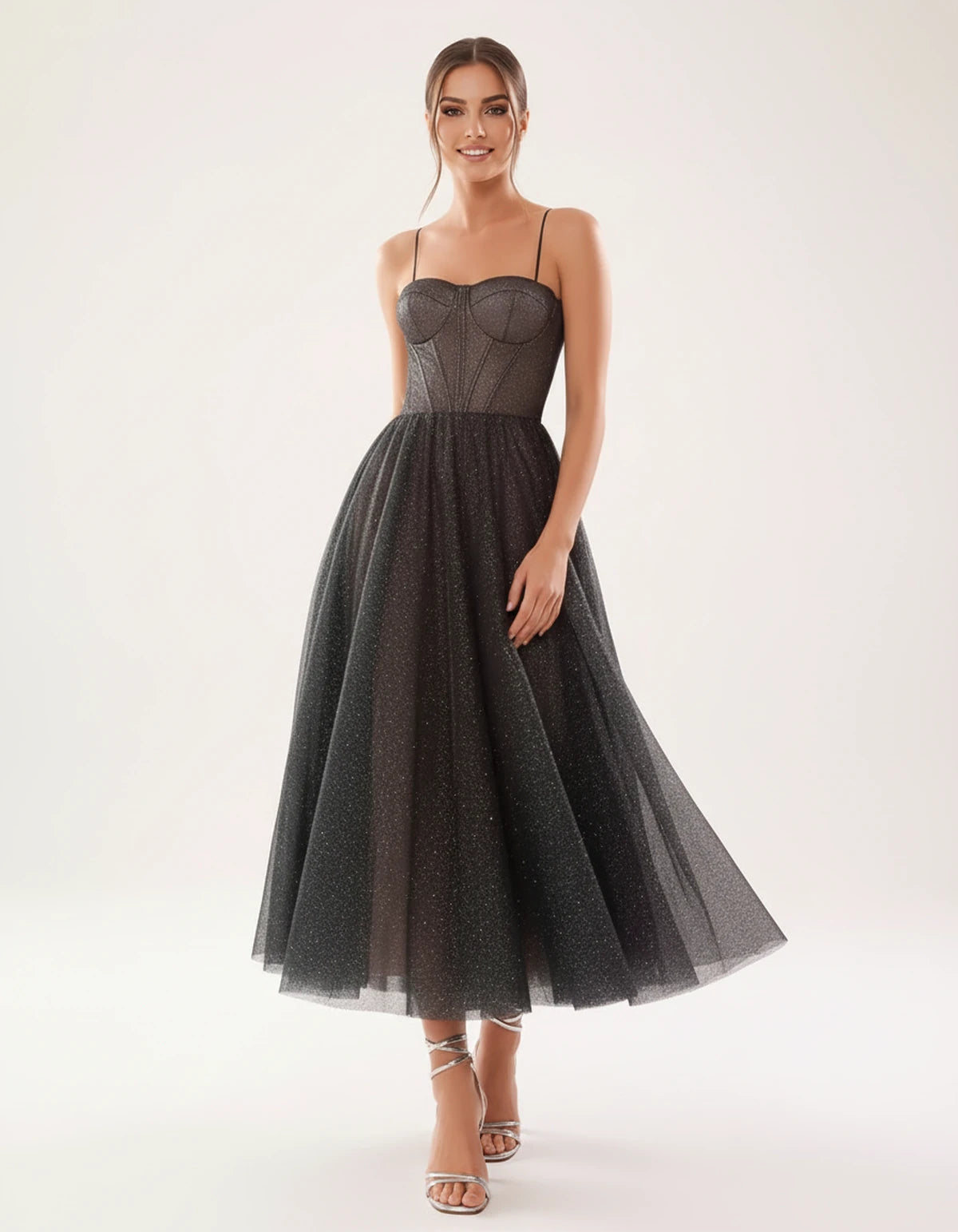 Marsanne Midi Dresses — Black | SKU: SD-90818-black-2,SD-90818-black-4,SD-90818-black-6,SD-90818-black-8,SD-90818-black-10,SD-90818-black-12,SD-90818-black-14,SD-90818-black-16,SD-90818-black-16W,SD-90818-black-18W,SD-90818-black-20W,SD-90818-black-22W