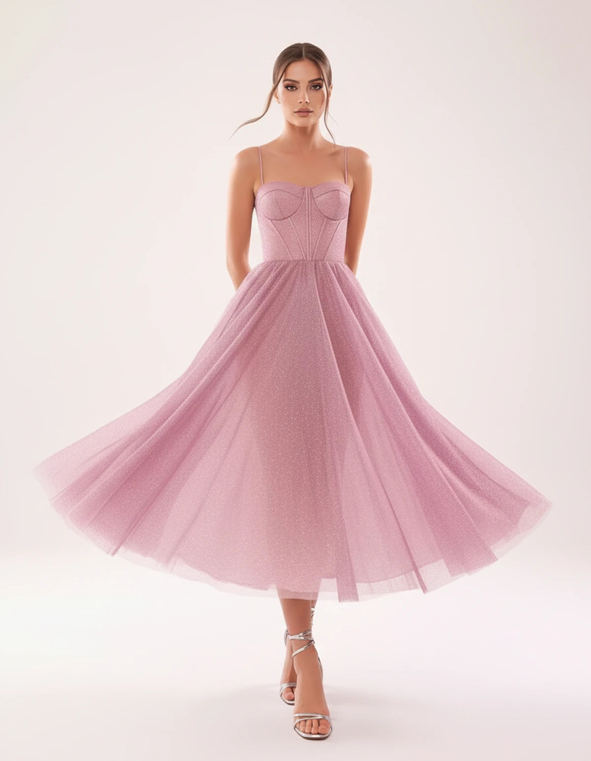 Marsanne Midi Dresses — Pink | SKU: SD-90818-pink-2,SD-90818-pink-4,SD-90818-pink-6,SD-90818-pink-8,SD-90818-pink-10,SD-90818-pink-12,SD-90818-pink-14,SD-90818-pink-16,SD-90818-pink-16W,SD-90818-pink-18W,SD-90818-pink-20W,SD-90818-pink-22W
