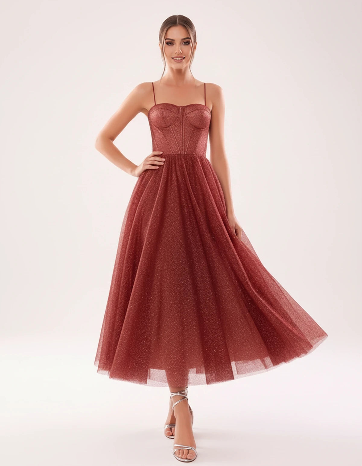 Marsanne Midi Dresses — Red | SKU: SD-90818-red-2,SD-90818-red-4,SD-90818-red-6,SD-90818-red-8,SD-90818-red-10,SD-90818-red-12,SD-90818-red-14,SD-90818-red-16,SD-90818-red-16W,SD-90818-red-18W,SD-90818-red-20W,SD-90818-red-22W