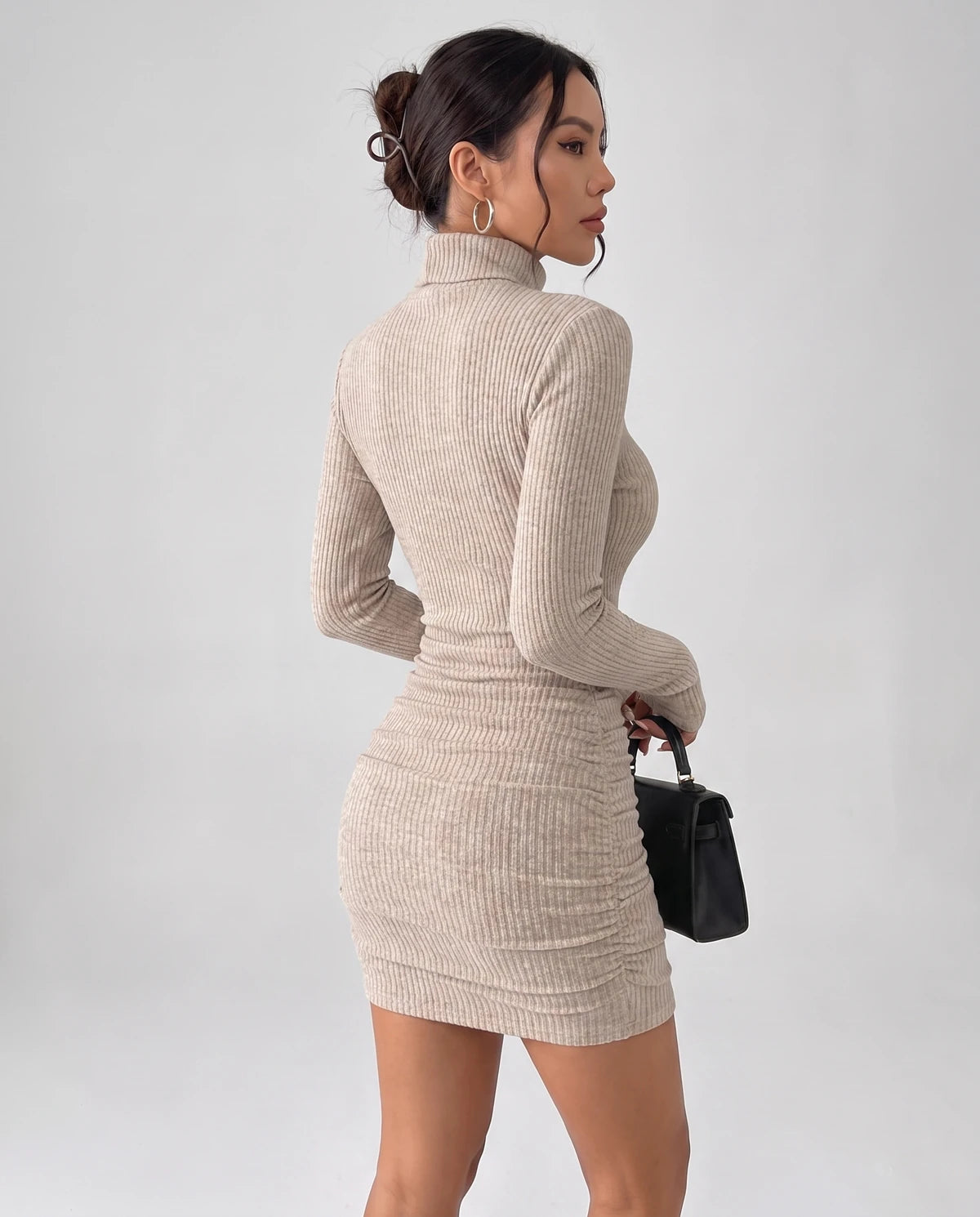 Marseille Mini Dress — Khaki | SKU: SD-82932-khaki-XS,SD-82932-khaki-S,SD-82932-khaki-M,SD-82932-khaki-L,SD-82932-khaki-XL,SD-82932-khaki-2XL