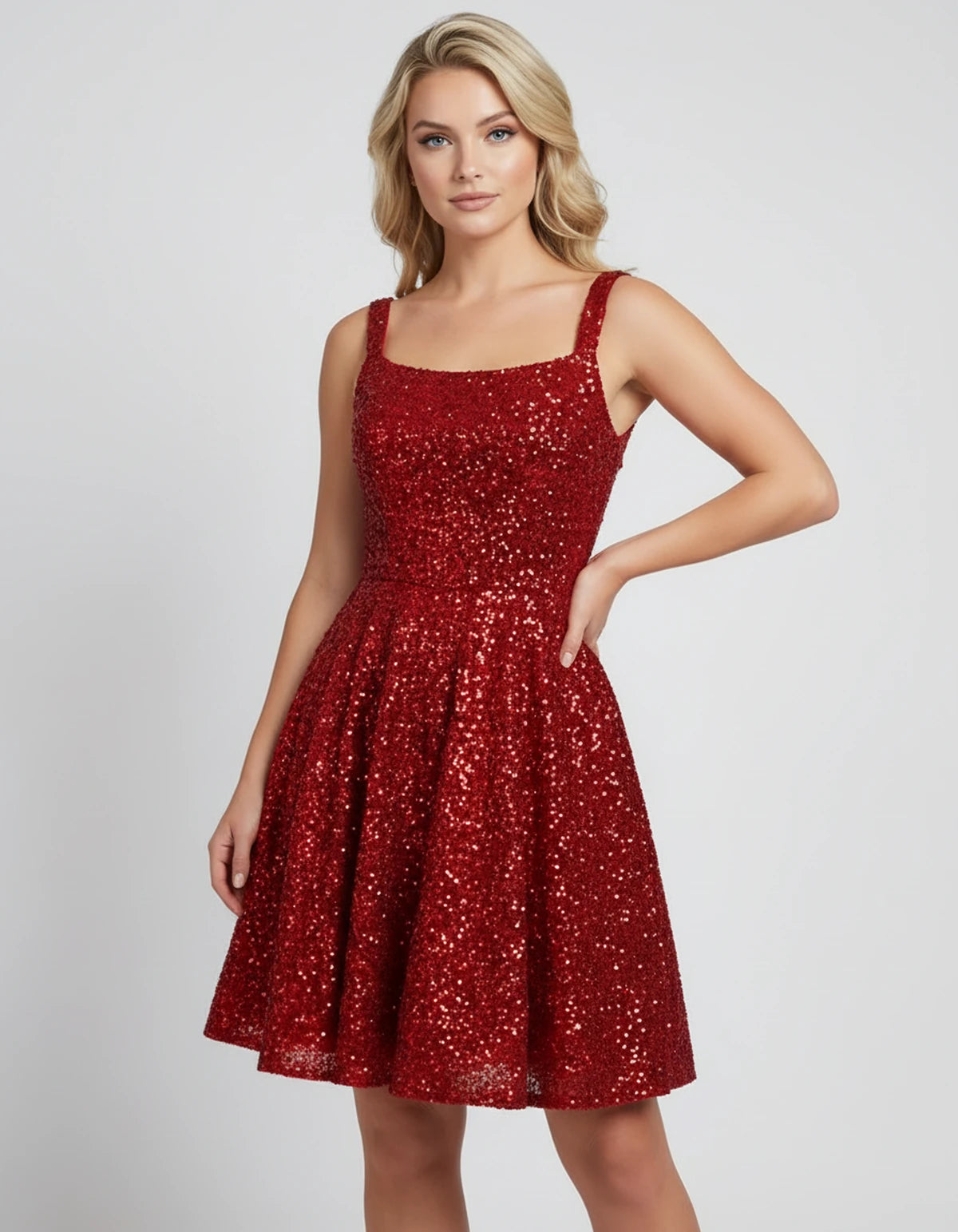 Mathilde Mini Dress — Red | SKU: SD-80928-red-2,SD-80928-red-4,SD-80928-red-6,SD-80928-red-8,SD-80928-red-10,SD-80928-red-12,SD-80928-red-14,SD-80928-red-16,SD-80928-red-16W,SD-80928-red-18W,SD-80928-red-20W,SD-80928-red-22W