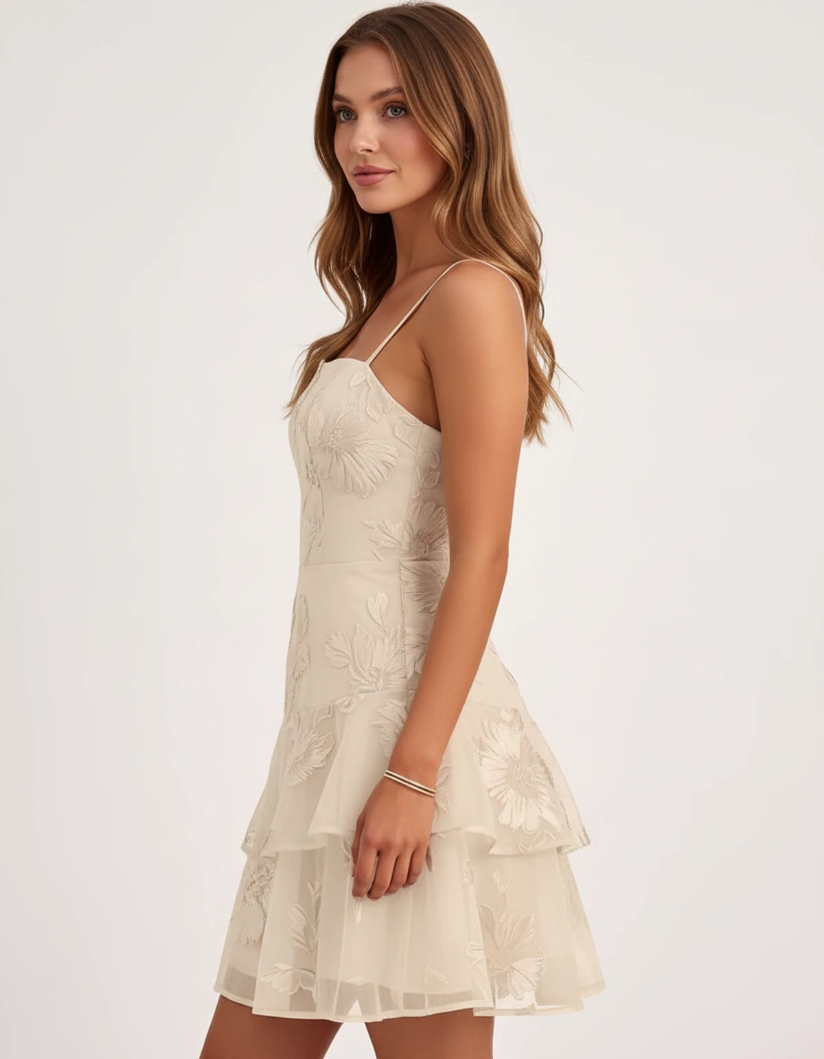 Maylis Mini Dress — Champagne | SKU: SD-90590-champagne-2,SD-90590-champagne-4,SD-90590-champagne-6,SD-90590-champagne-8,SD-90590-champagne-10,SD-90590-champagne-12,SD-90590-champagne-14,SD-90590-champagne-16,SD-90590-champagne-16W,SD-90590-champagne-18,SD-90590-champagne-18W,SD-90590-champagne-20W