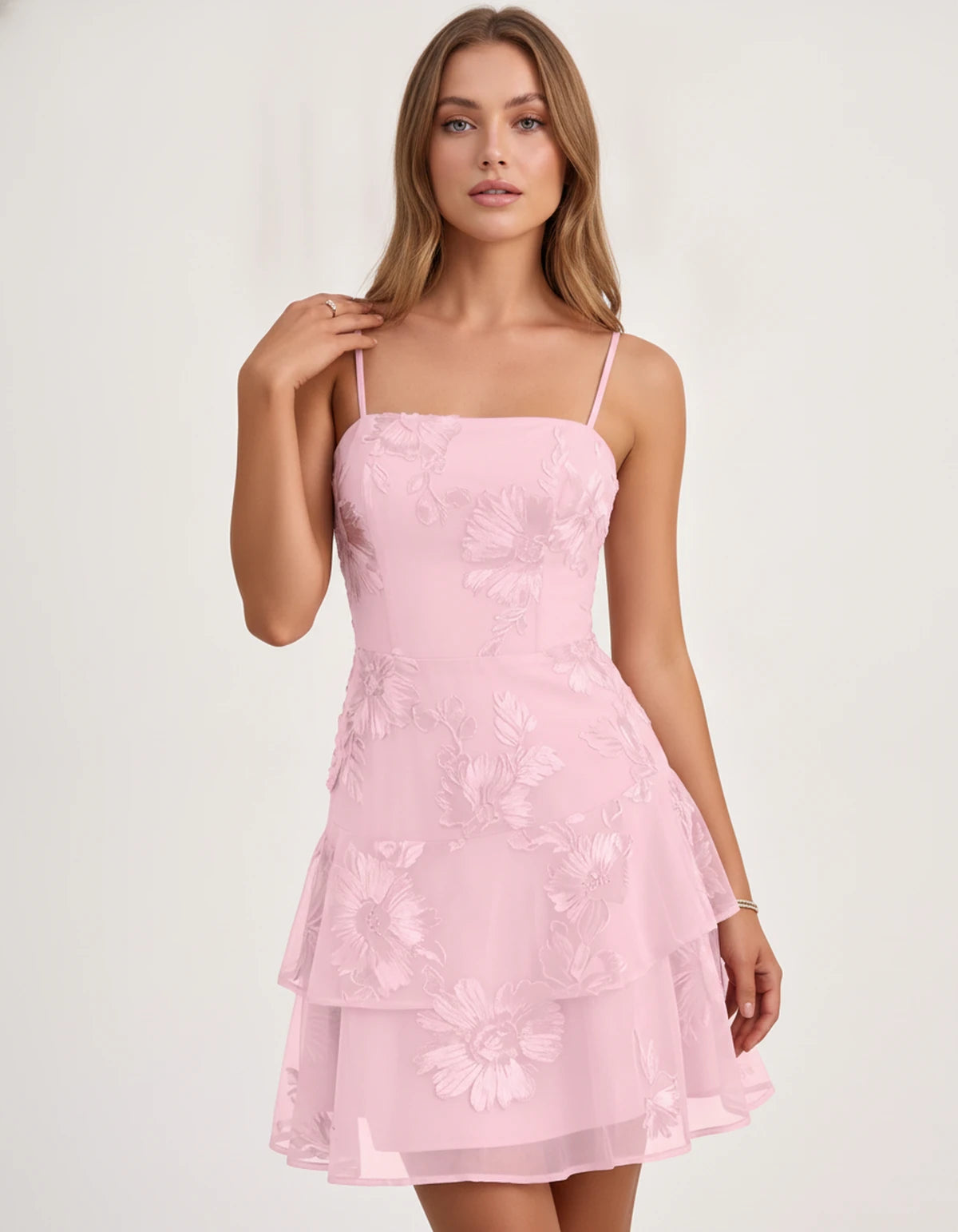 Maylis Mini Dress — Pink | SKU: SD-90590-pink-2,SD-90590-pink-4,SD-90590-pink-6,SD-90590-pink-8,SD-90590-pink-10,SD-90590-pink-12,SD-90590-pink-14,SD-90590-pink-16,SD-90590-pink-16W,SD-90590-pink-18,SD-90590-pink-18W,SD-90590-pink-20W