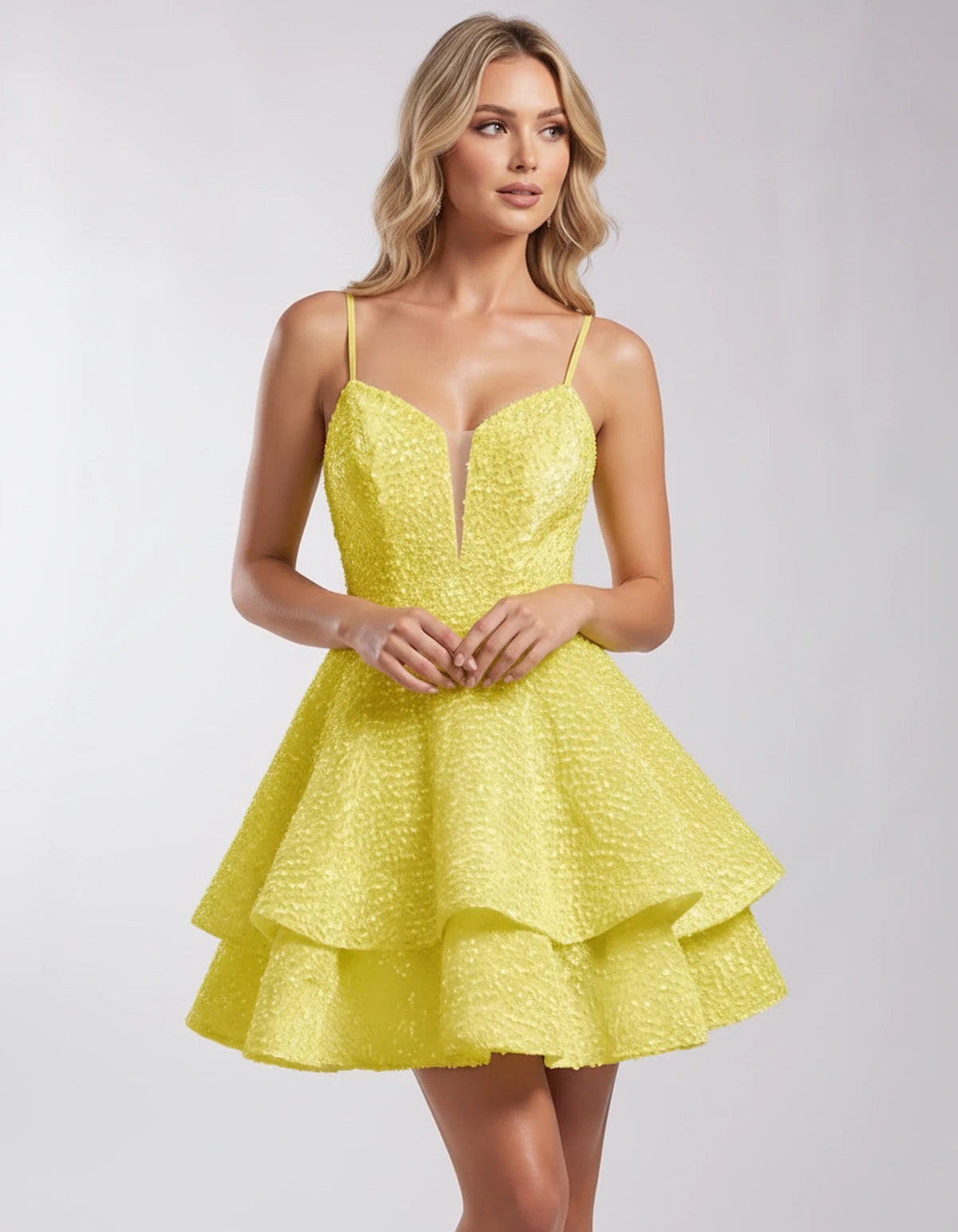 Menorca Mini Dress — Yellow | SKU: SD-48070-yellow-2,SD-48070-yellow-4,SD-48070-yellow-6,SD-48070-yellow-8,SD-48070-yellow-10,SD-48070-yellow-12,SD-48070-yellow-14,SD-48070-yellow-16,SD-48070-yellow-16W,SD-48070-yellow-18,SD-48070-yellow-18W,SD-48070-yellow-20W