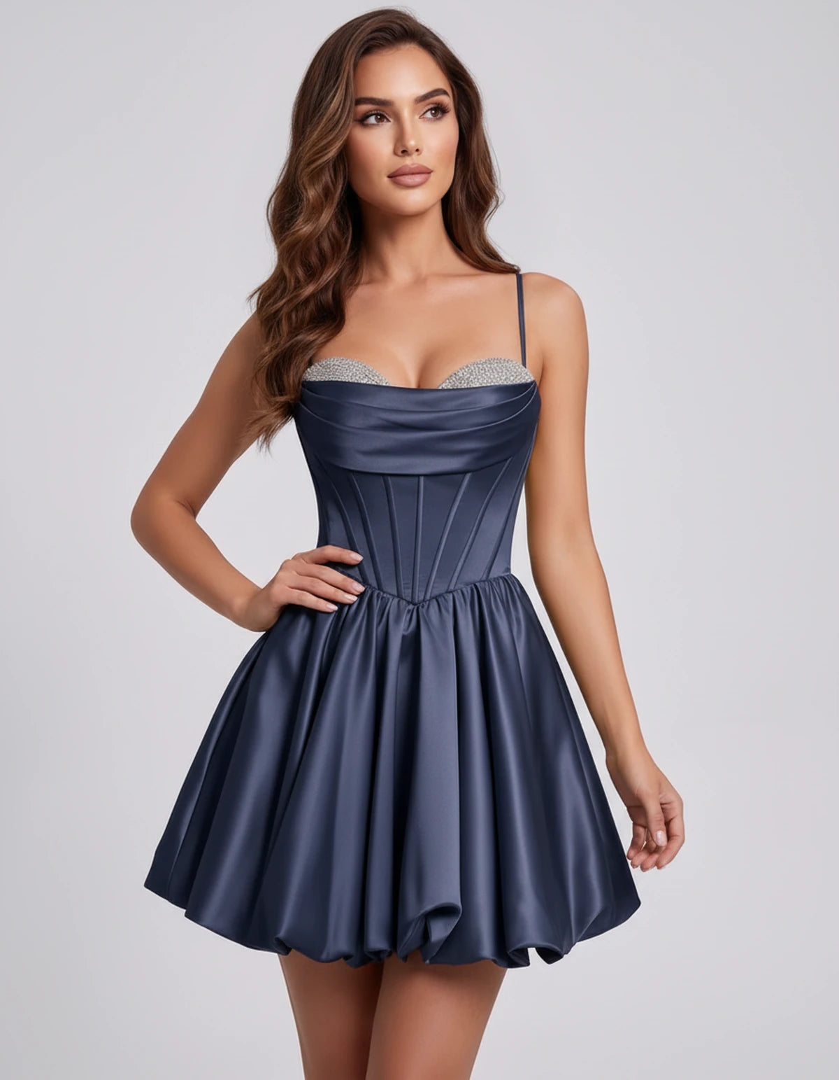 Messina Mini Dress — Navy | SKU: SD-03643-navy-2,SD-03643-navy-4,SD-03643-navy-6,SD-03643-navy-8,SD-03643-navy-10,SD-03643-navy-12,SD-03643-navy-14,SD-03643-navy-16,SD-03643-navy-16W,SD-03643-navy-18W,SD-03643-navy-20W,SD-03643-navy-22W