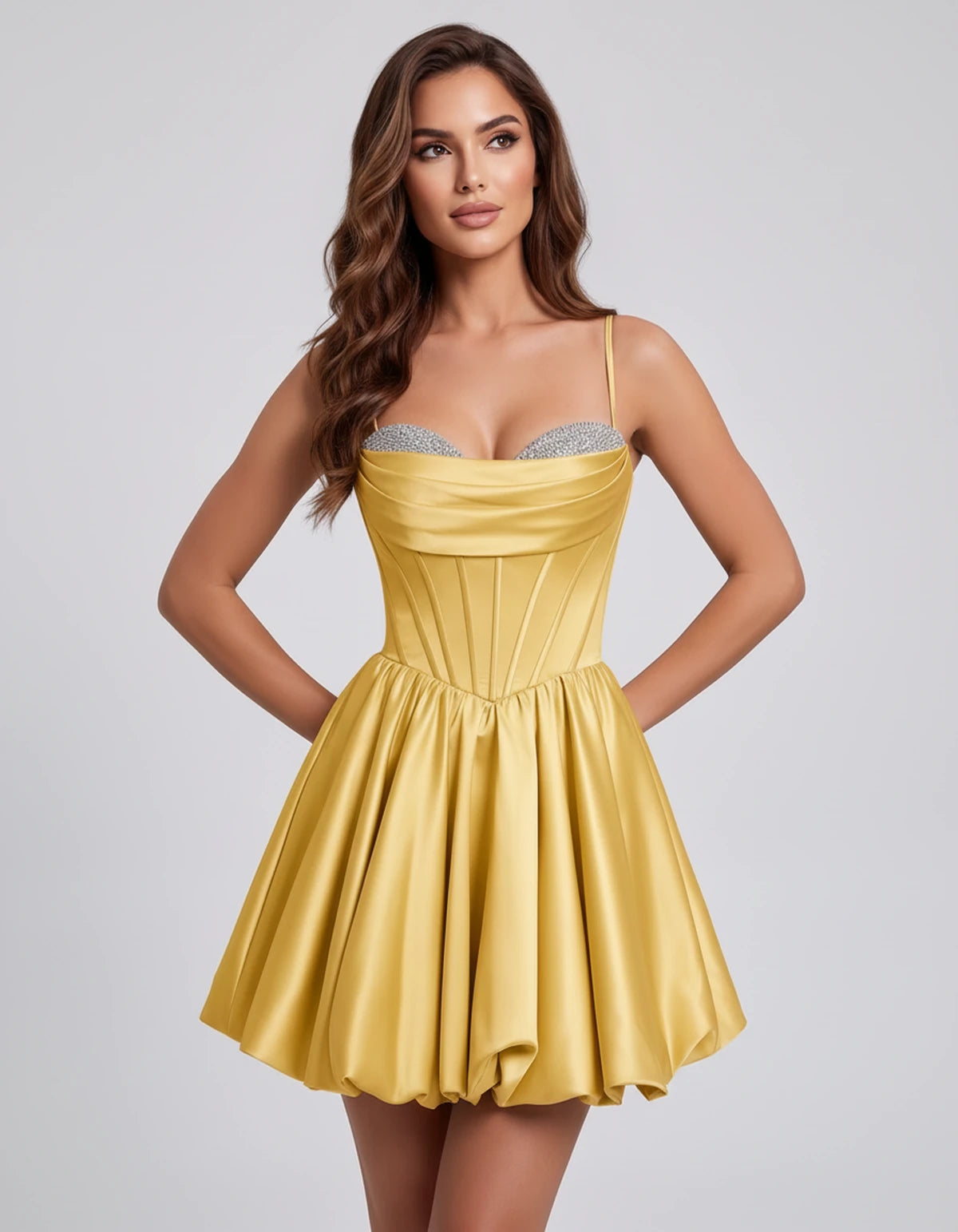 Messina Mini Dress — Yellow | SKU: SD-03643-yellow-2,SD-03643-yellow-4,SD-03643-yellow-6,SD-03643-yellow-8,SD-03643-yellow-10,SD-03643-yellow-12,SD-03643-yellow-14,SD-03643-yellow-16,SD-03643-yellow-16W,SD-03643-yellow-18W,SD-03643-yellow-20W,SD-03643-yellow-22W