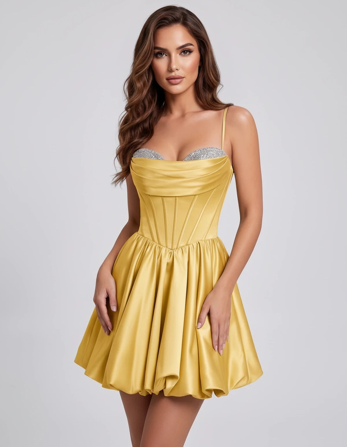 Messina Mini Dress — Yellow | SKU: SD-03643-yellow-2,SD-03643-yellow-4,SD-03643-yellow-6,SD-03643-yellow-8,SD-03643-yellow-10,SD-03643-yellow-12,SD-03643-yellow-14,SD-03643-yellow-16,SD-03643-yellow-16W,SD-03643-yellow-18W,SD-03643-yellow-20W,SD-03643-yellow-22W