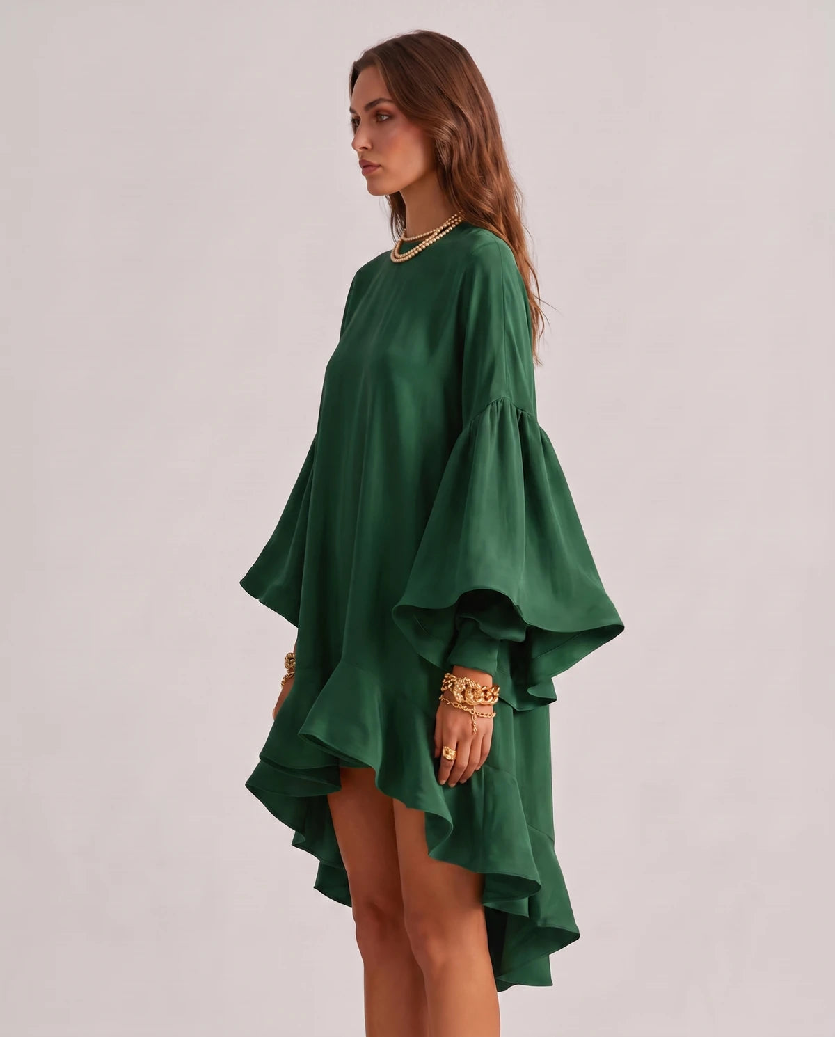 Mirielle Midi Dresses — Green | SKU: SD-95642-green-XS,SD-95642-green-S,SD-95642-green-M,SD-95642-green-L,SD-95642-green-XL,SD-95642-green-2XL