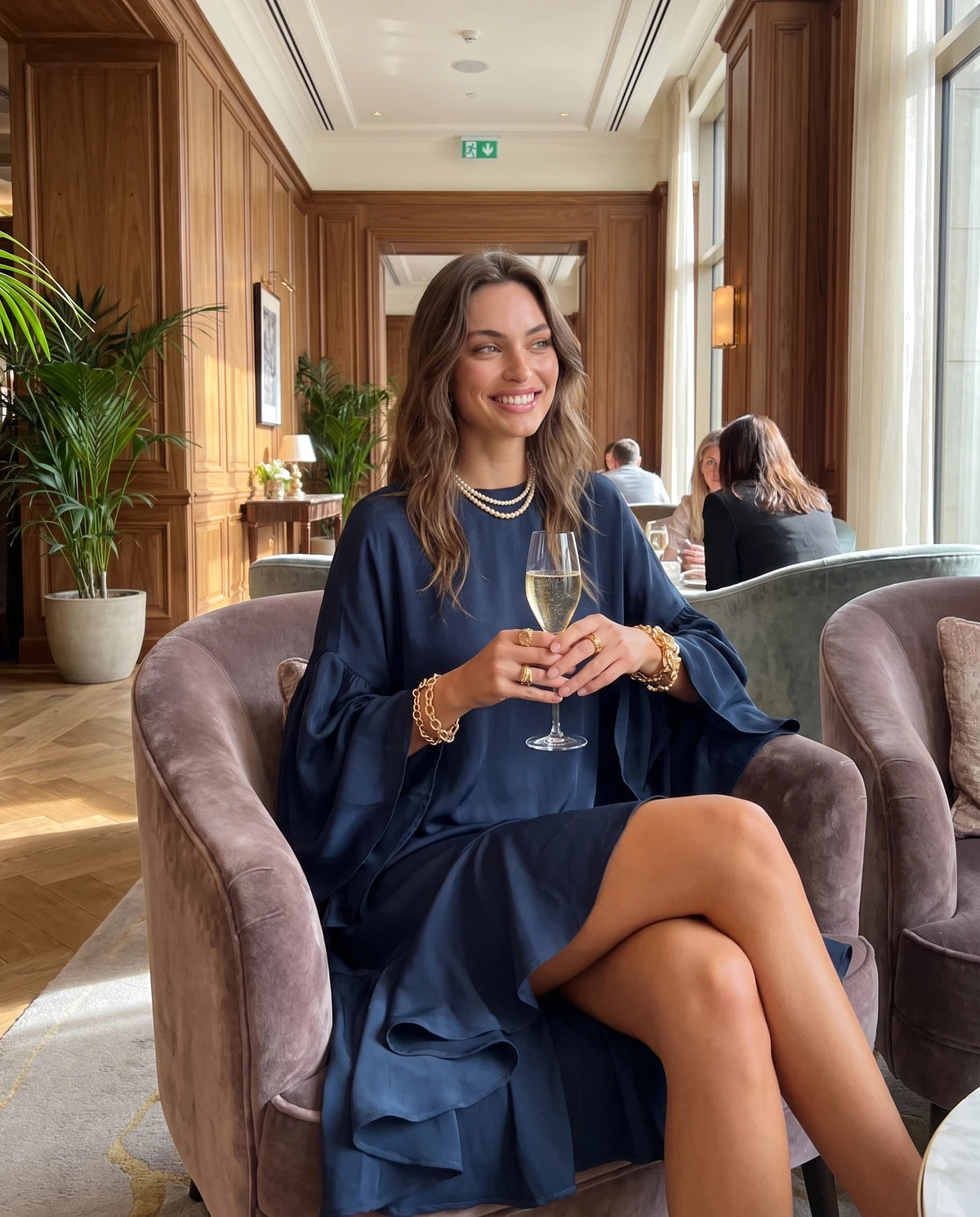 Mirielle Midi Dresses — Navy Blue | SKU: SD-95642-navyblue-XS,SD-95642-navyblue-S,SD-95642-navyblue-M,SD-95642-navyblue-L,SD-95642-navyblue-XL,SD-95642-navyblue-2XL