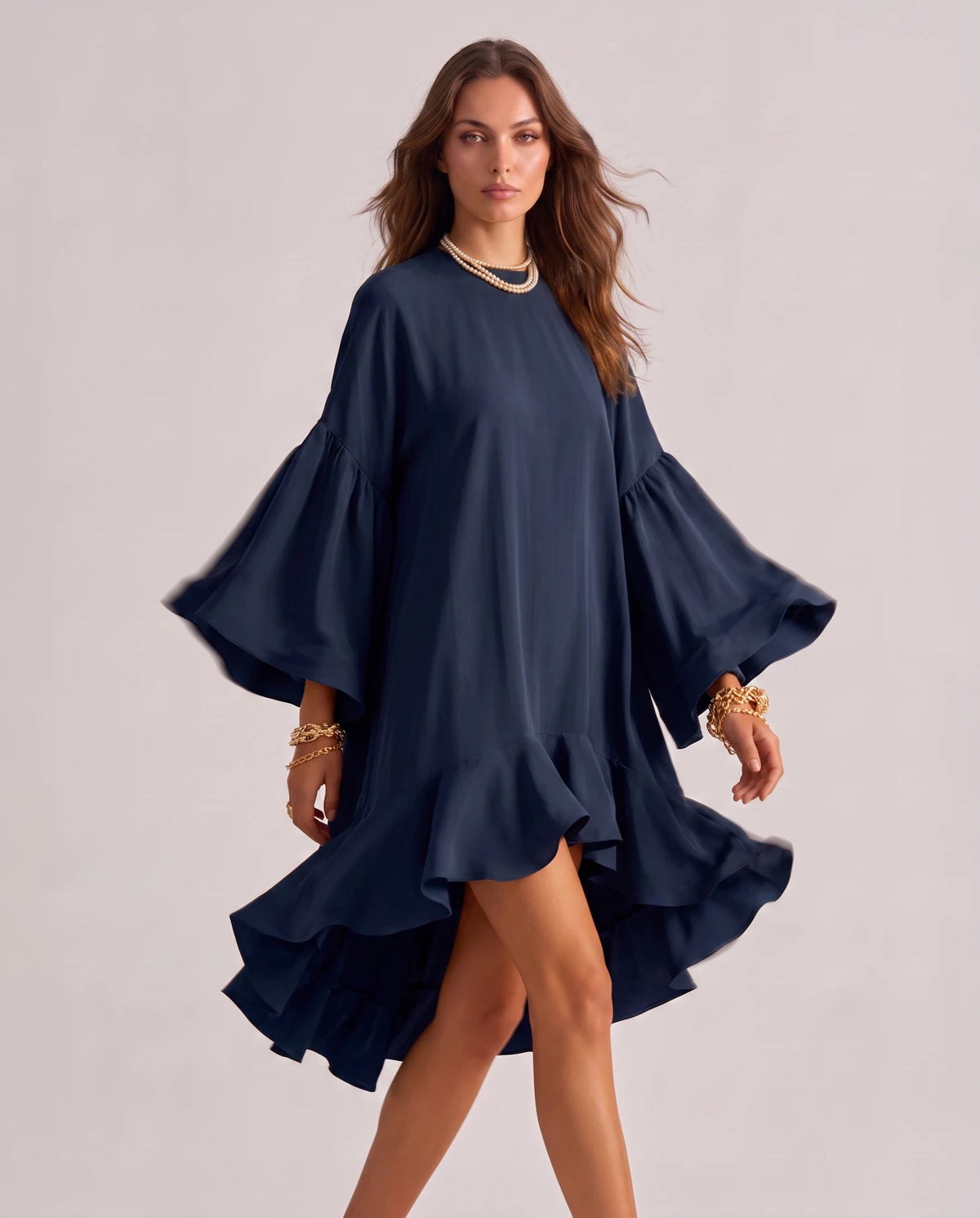 Mirielle Midi Dresses — Navy Blue | SKU: SD-95642-navyblue-XS,SD-95642-navyblue-S,SD-95642-navyblue-M,SD-95642-navyblue-L,SD-95642-navyblue-XL,SD-95642-navyblue-2XL