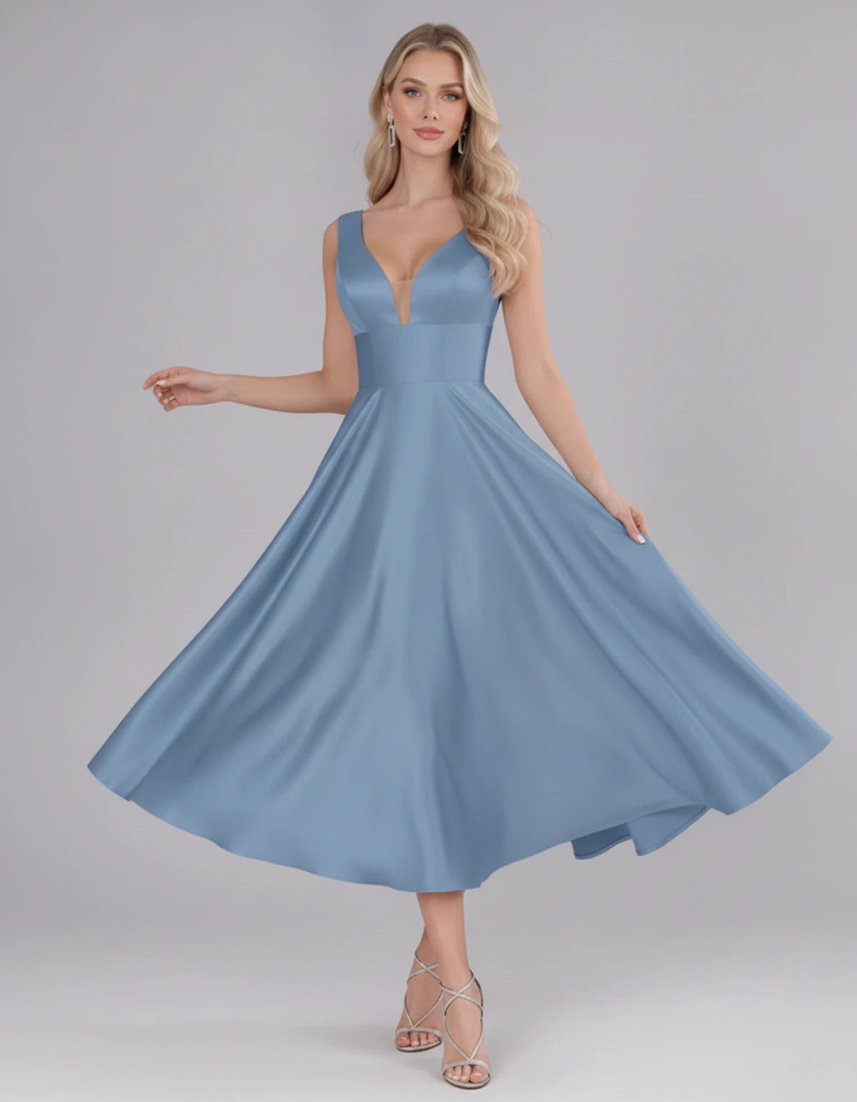 Montaigne Midi Dresses — Dusty Blue | SKU: SD-07068-dustyblue-2,SD-07068-dustyblue-4,SD-07068-dustyblue-6,SD-07068-dustyblue-8,SD-07068-dustyblue-10,SD-07068-dustyblue-12,SD-07068-dustyblue-14,SD-07068-dustyblue-16,SD-07068-dustyblue-16W,SD-07068-dustyblue-18W