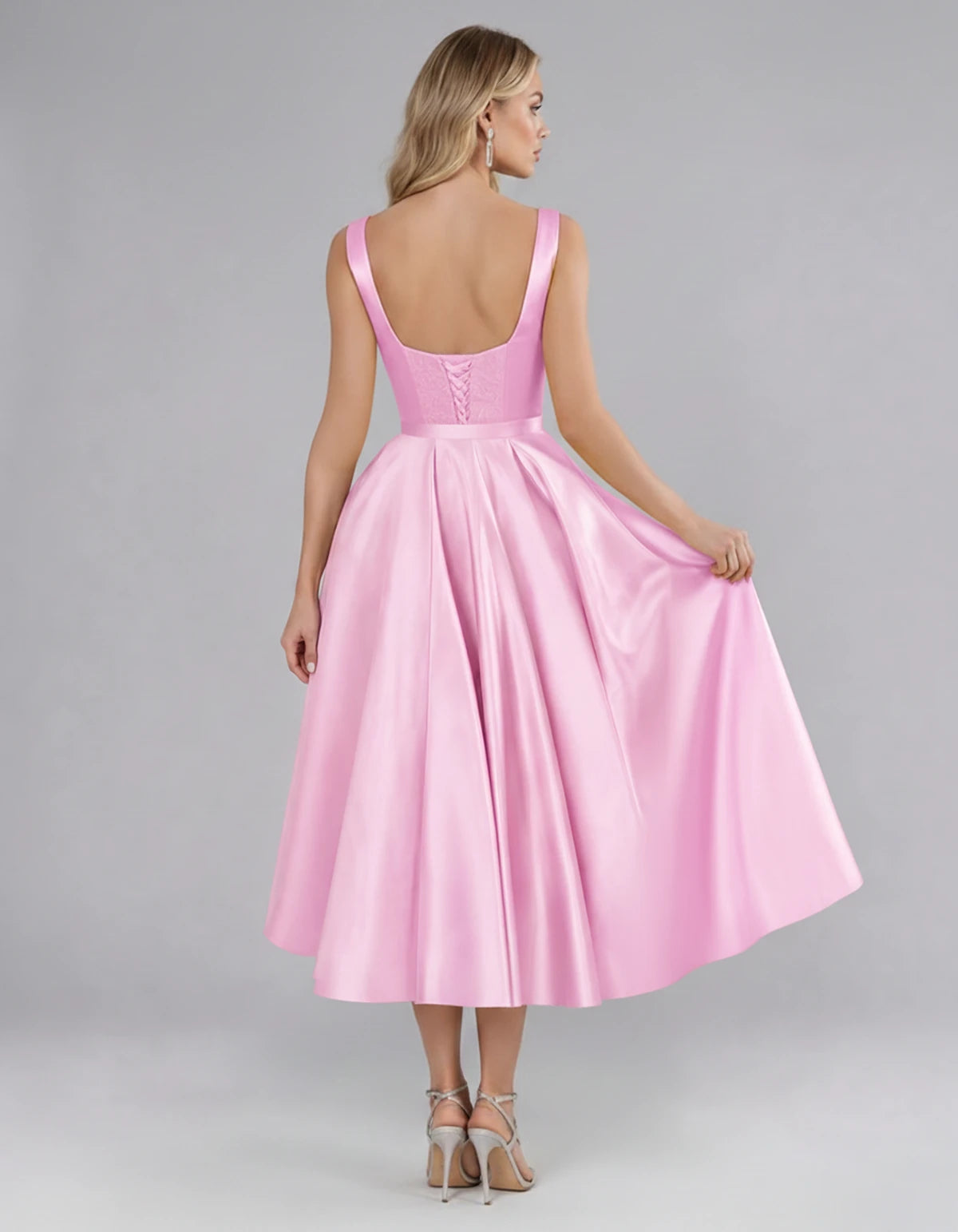 Montaigne Midi Dresses — Pink | SKU: SD-07068-pink-2,SD-07068-pink-4,SD-07068-pink-6,SD-07068-pink-8,SD-07068-pink-10,SD-07068-pink-12,SD-07068-pink-14,SD-07068-pink-16,SD-07068-pink-16W,SD-07068-pink-18W