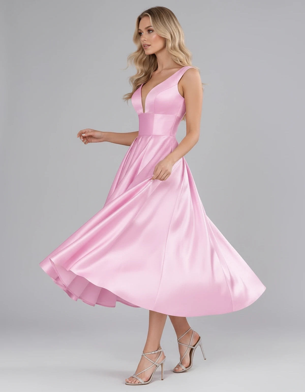 Montaigne Midi Dresses — Pink | SKU: SD-07068-pink-2,SD-07068-pink-4,SD-07068-pink-6,SD-07068-pink-8,SD-07068-pink-10,SD-07068-pink-12,SD-07068-pink-14,SD-07068-pink-16,SD-07068-pink-16W,SD-07068-pink-18W
