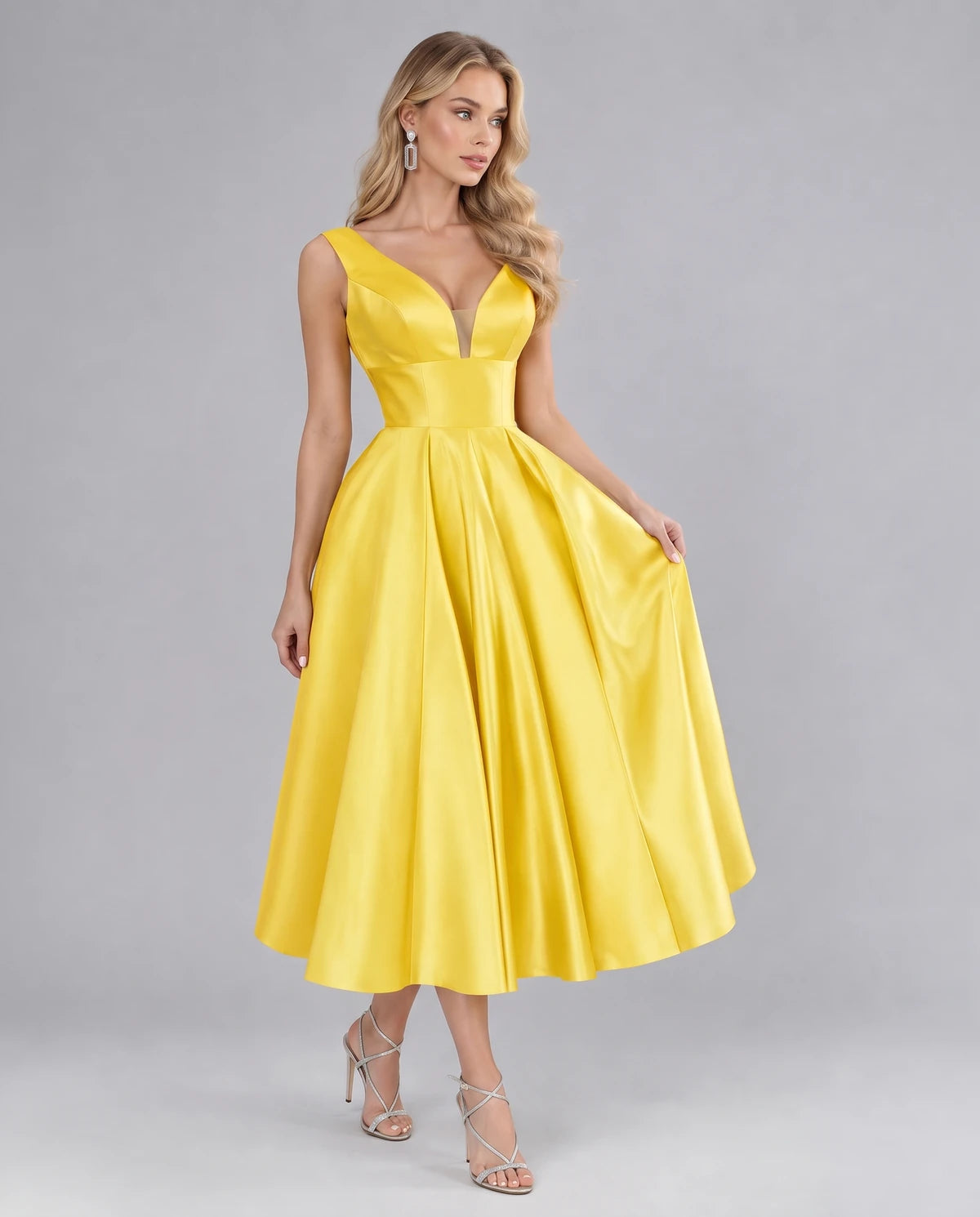 Montaigne Midi Dresses — Yellow