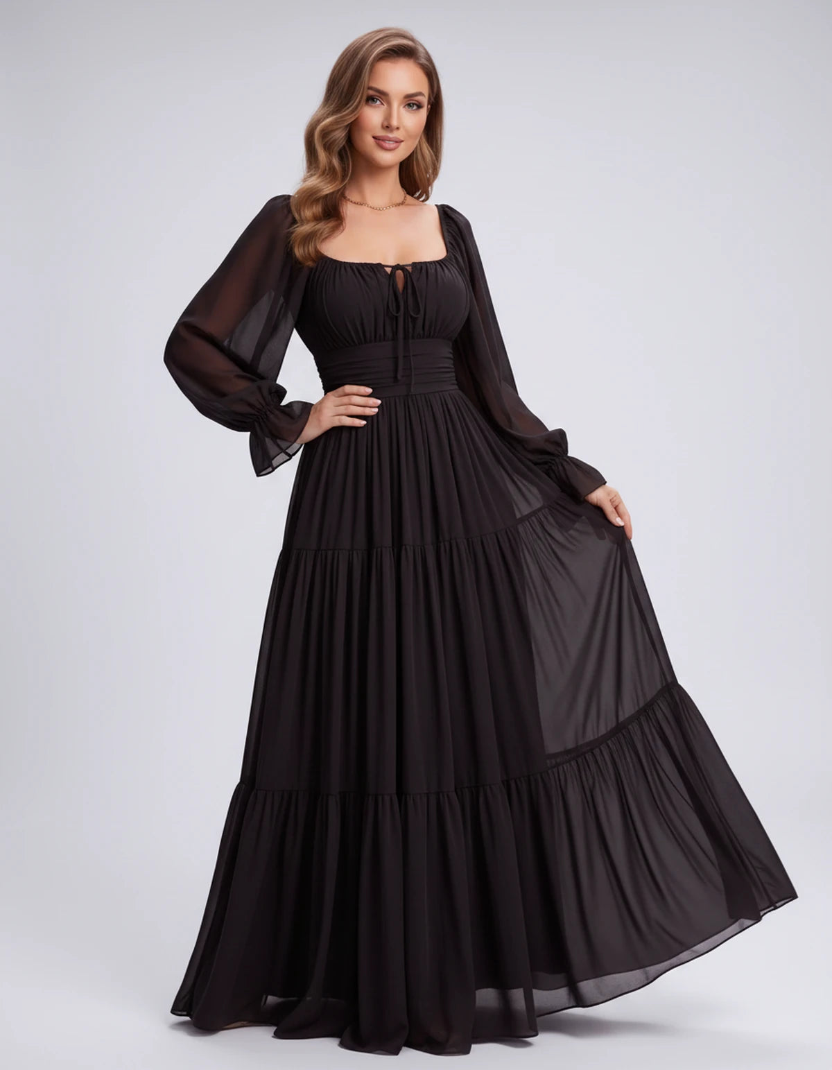 Morvenna Maxi Dress — Black | SKU: SD-97018-black-XS,SD-97018-black-S,SD-97018-black-M,SD-97018-black-L,SD-97018-black-XL,SD-97018-black-2XL