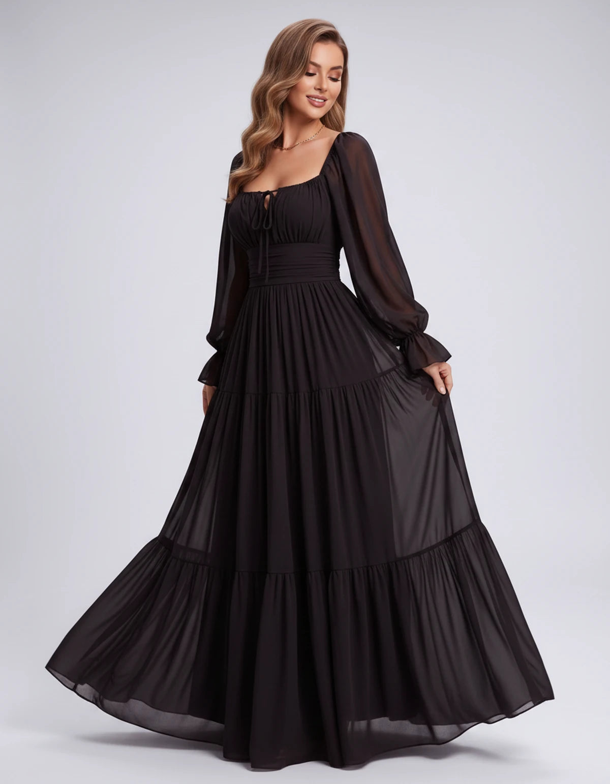 Morvenna Maxi Dress — Black | SKU: SD-97018-black-XS,SD-97018-black-S,SD-97018-black-M,SD-97018-black-L,SD-97018-black-XL,SD-97018-black-2XL