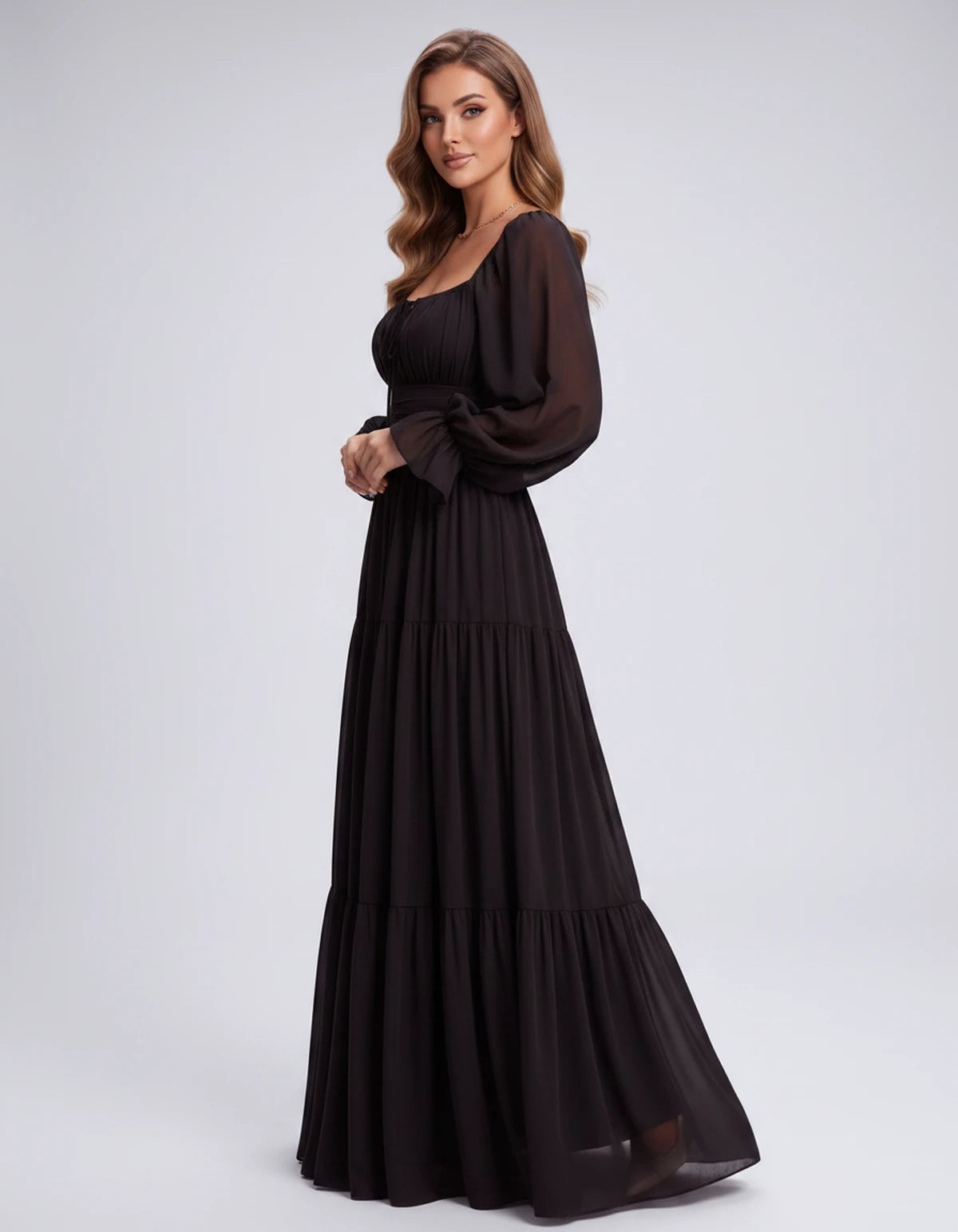 Morvenna Maxi Dress — Black | SKU: SD-97018-black-XS,SD-97018-black-S,SD-97018-black-M,SD-97018-black-L,SD-97018-black-XL,SD-97018-black-2XL