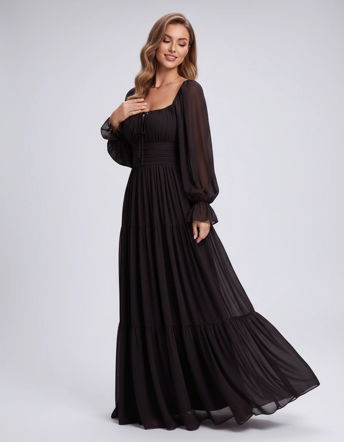 Morvenna Maxi Dress — Black | SKU: SD-97018-black-XS,SD-97018-black-S,SD-97018-black-M,SD-97018-black-L,SD-97018-black-XL,SD-97018-black-2XL