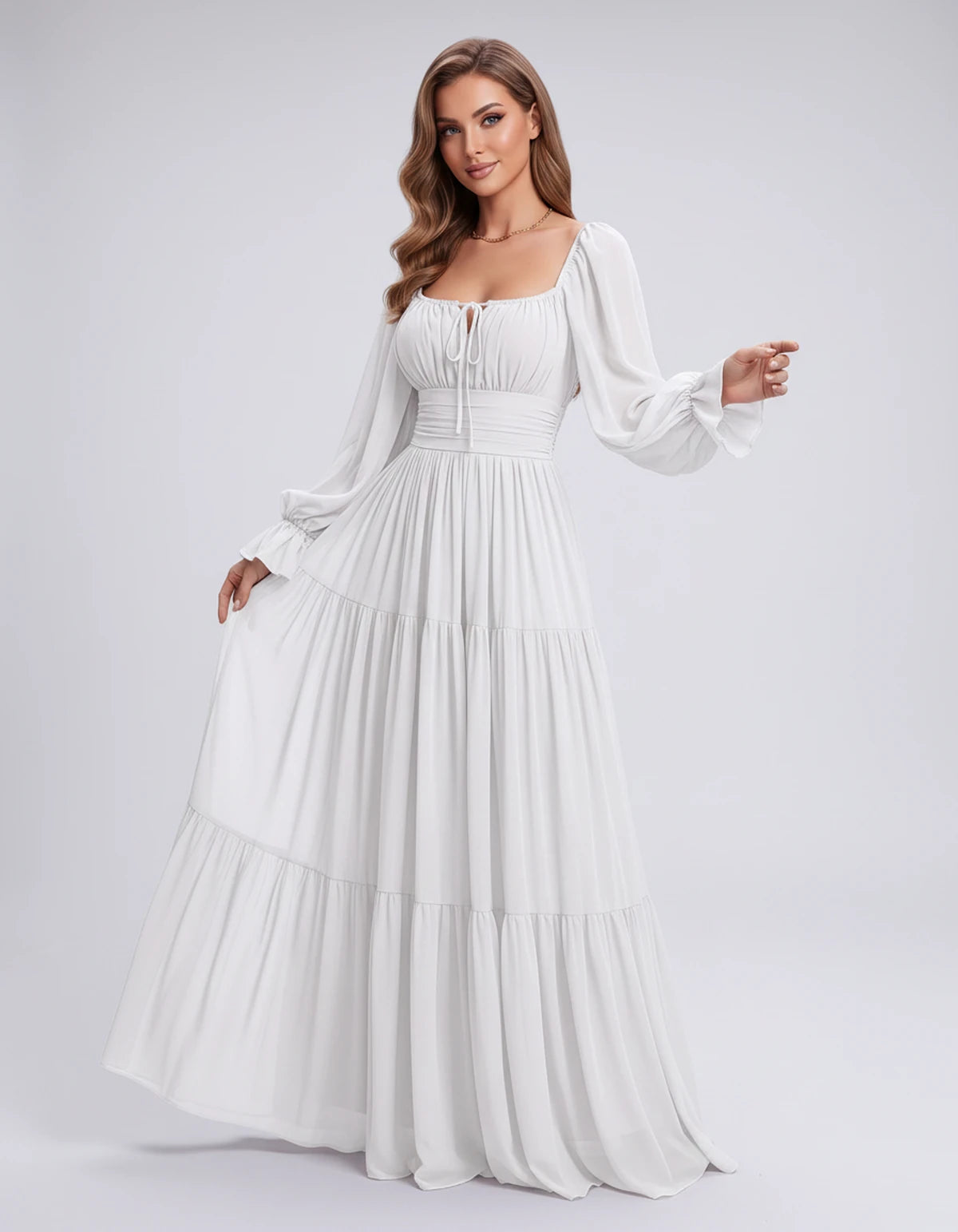 Morvenna Maxi Dress — White | SKU: SD-97018-white-XS,SD-97018-white-S,SD-97018-white-M,SD-97018-white-L,SD-97018-white-XL,SD-97018-white-2XL