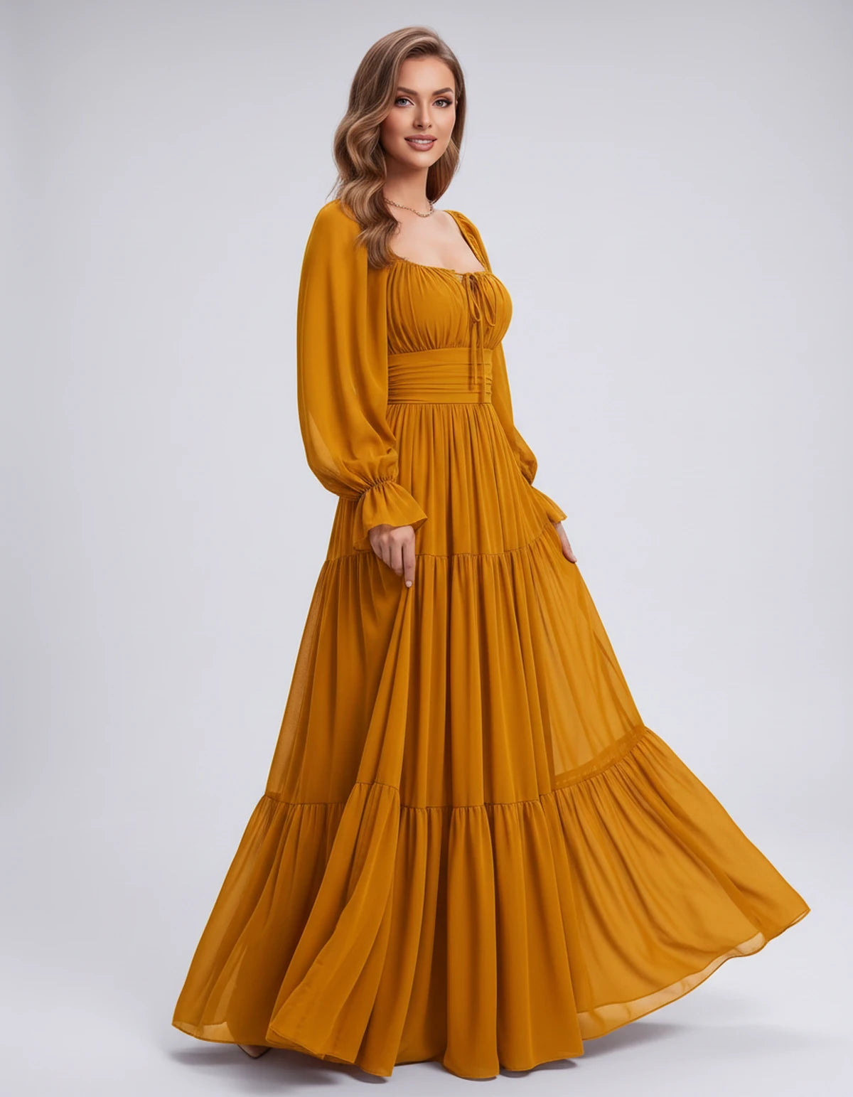 Morvenna Maxi Dress — Yellow | SKU: SD-97018-yellow-XS,SD-97018-yellow-S,SD-97018-yellow-M,SD-97018-yellow-L,SD-97018-yellow-XL,SD-97018-yellow-2XL