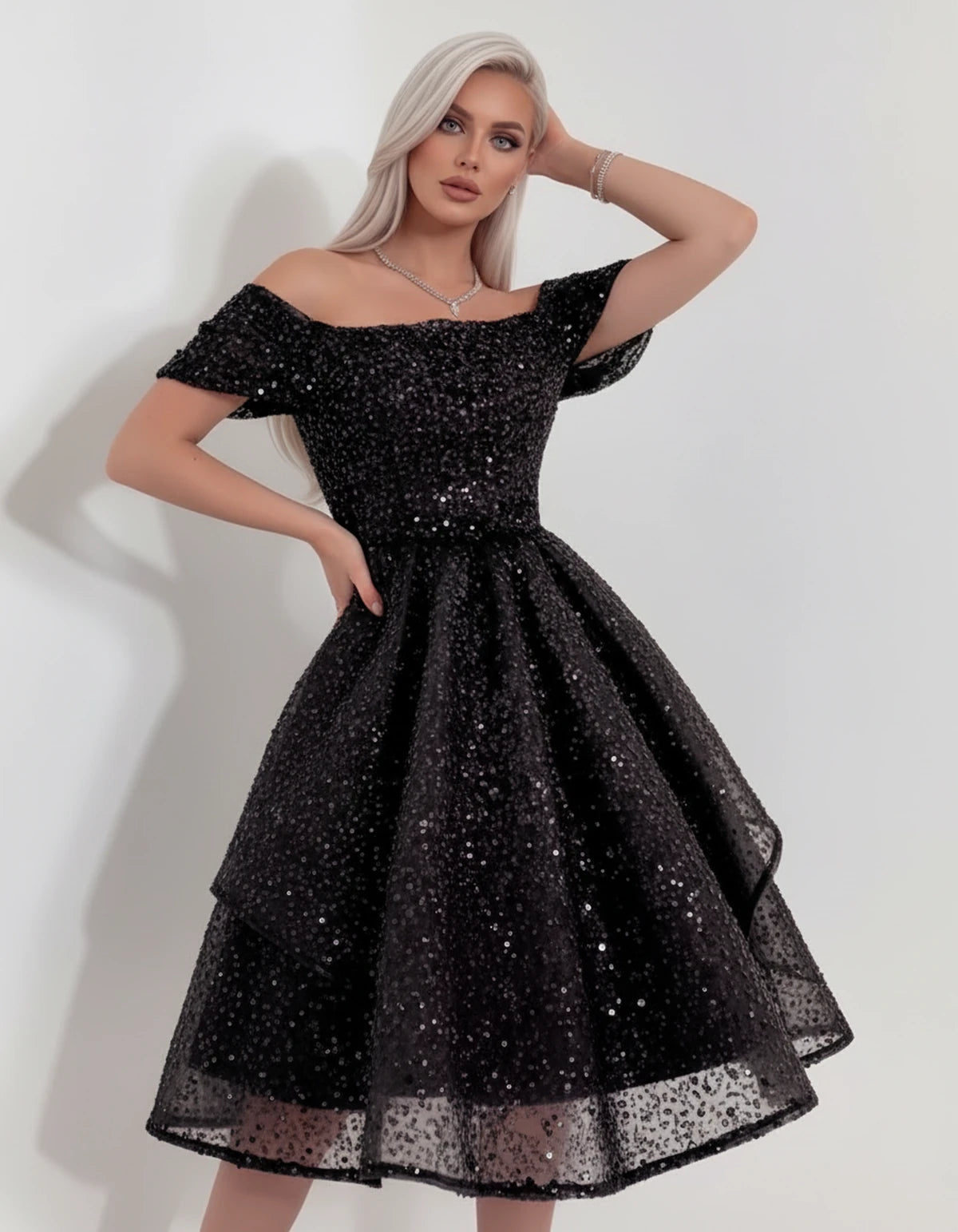 Nacrelle Mini Dress — Black | SKU: SD-11108-black-2,SD-11108-black-4,SD-11108-black-6,SD-11108-black-8,SD-11108-black-10,SD-11108-black-12,SD-11108-black-14,SD-11108-black-16,SD-11108-black-16W,SD-11108-black-18W,SD-11108-black-20W,SD-11108-black-22W