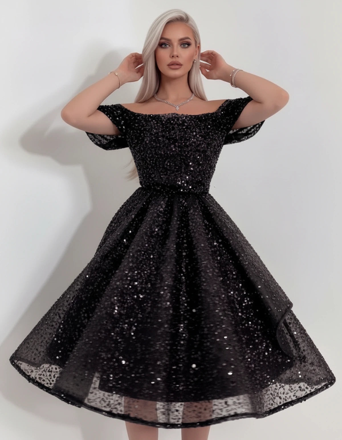 Nacrelle Mini Dress — Black | SKU: SD-11108-black-2,SD-11108-black-4,SD-11108-black-6,SD-11108-black-8,SD-11108-black-10,SD-11108-black-12,SD-11108-black-14,SD-11108-black-16,SD-11108-black-16W,SD-11108-black-18W,SD-11108-black-20W,SD-11108-black-22W