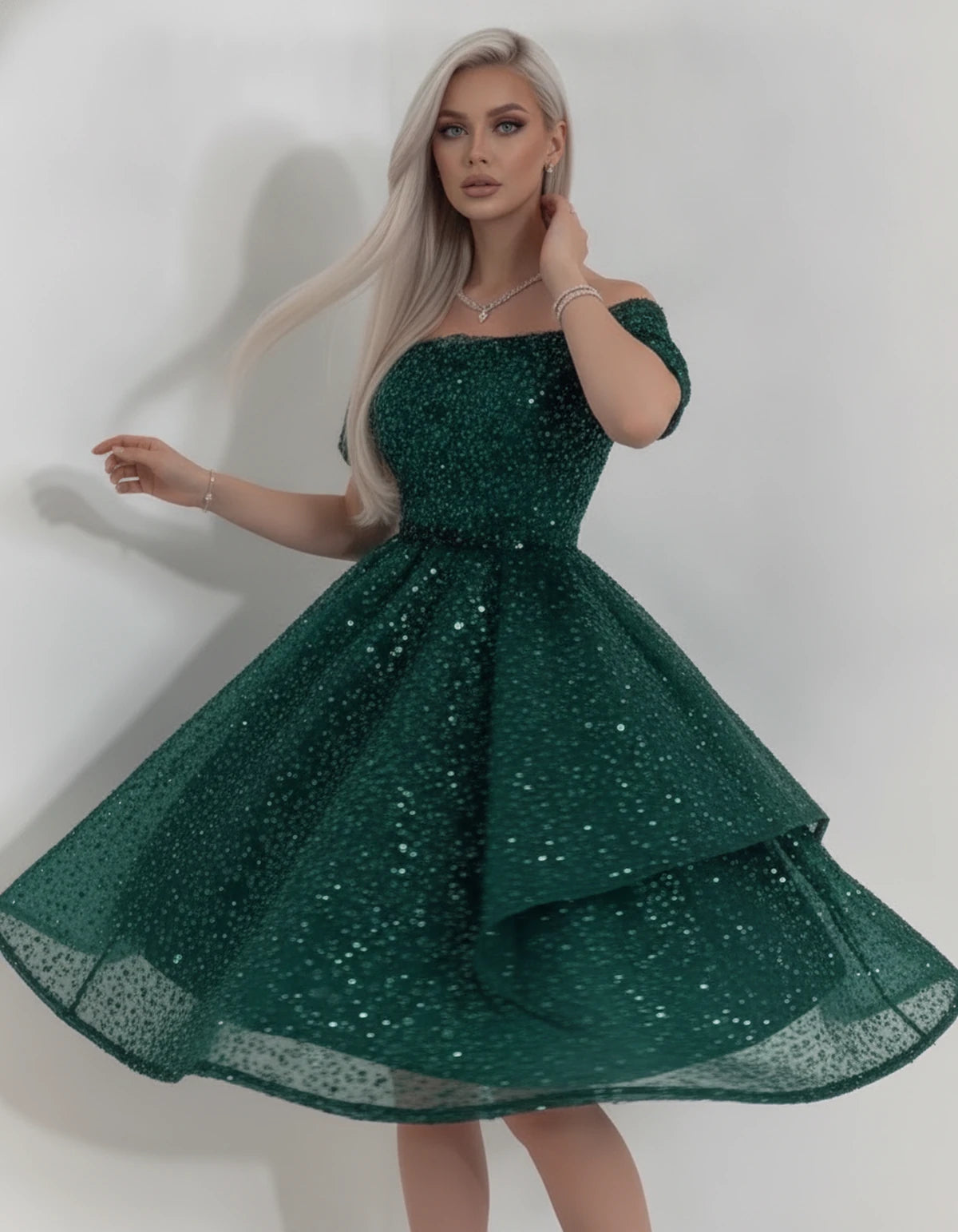 Nacrelle Mini Dress — Green | SKU: SD-11108-green-2,SD-11108-green-4,SD-11108-green-6,SD-11108-green-8,SD-11108-green-10,SD-11108-green-12,SD-11108-green-14,SD-11108-green-16,SD-11108-green-16W,SD-11108-green-18W,SD-11108-green-20W,SD-11108-green-22W