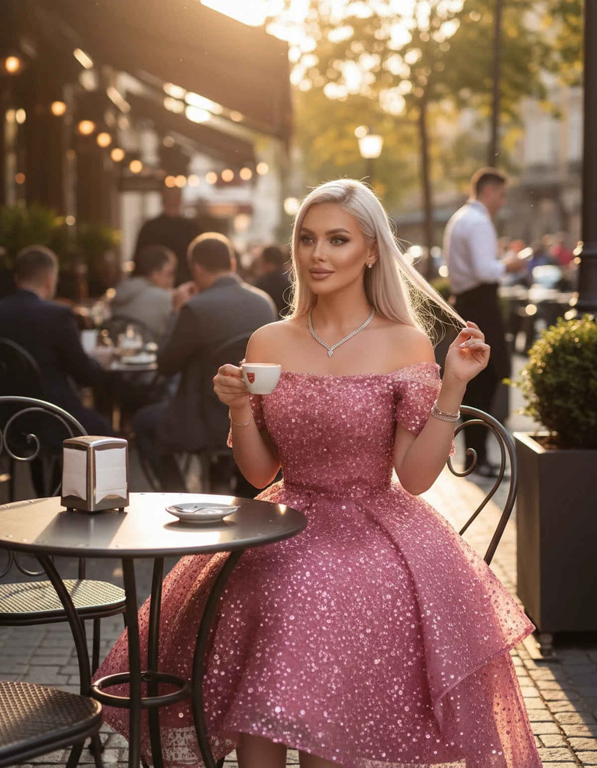 Nacrelle Mini Dress — Pink | SKU: SD-11108-pink-2,SD-11108-pink-4,SD-11108-pink-6,SD-11108-pink-8,SD-11108-pink-10,SD-11108-pink-12,SD-11108-pink-14,SD-11108-pink-16,SD-11108-pink-16W,SD-11108-pink-18W,SD-11108-pink-20W,SD-11108-pink-22W
